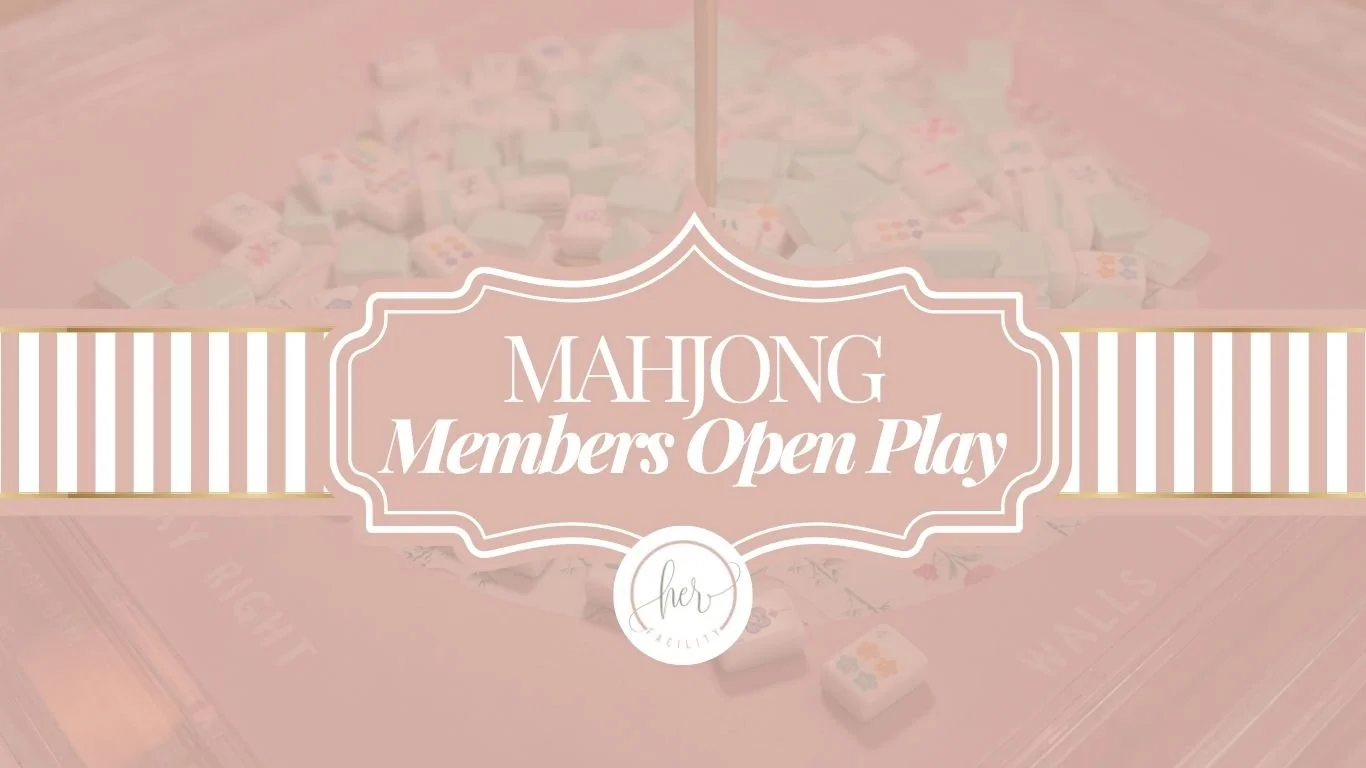 Mahjong Open Play Event Flyer for Social Members at Her Facility Coworking in Mont Belvieu