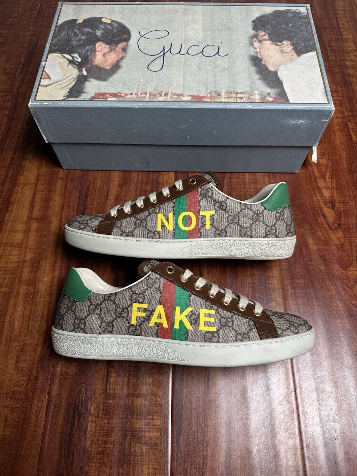 Gucci Ace Supreme GG Monogram NOT FAKE Men Sneakers - Size 8G 9US
