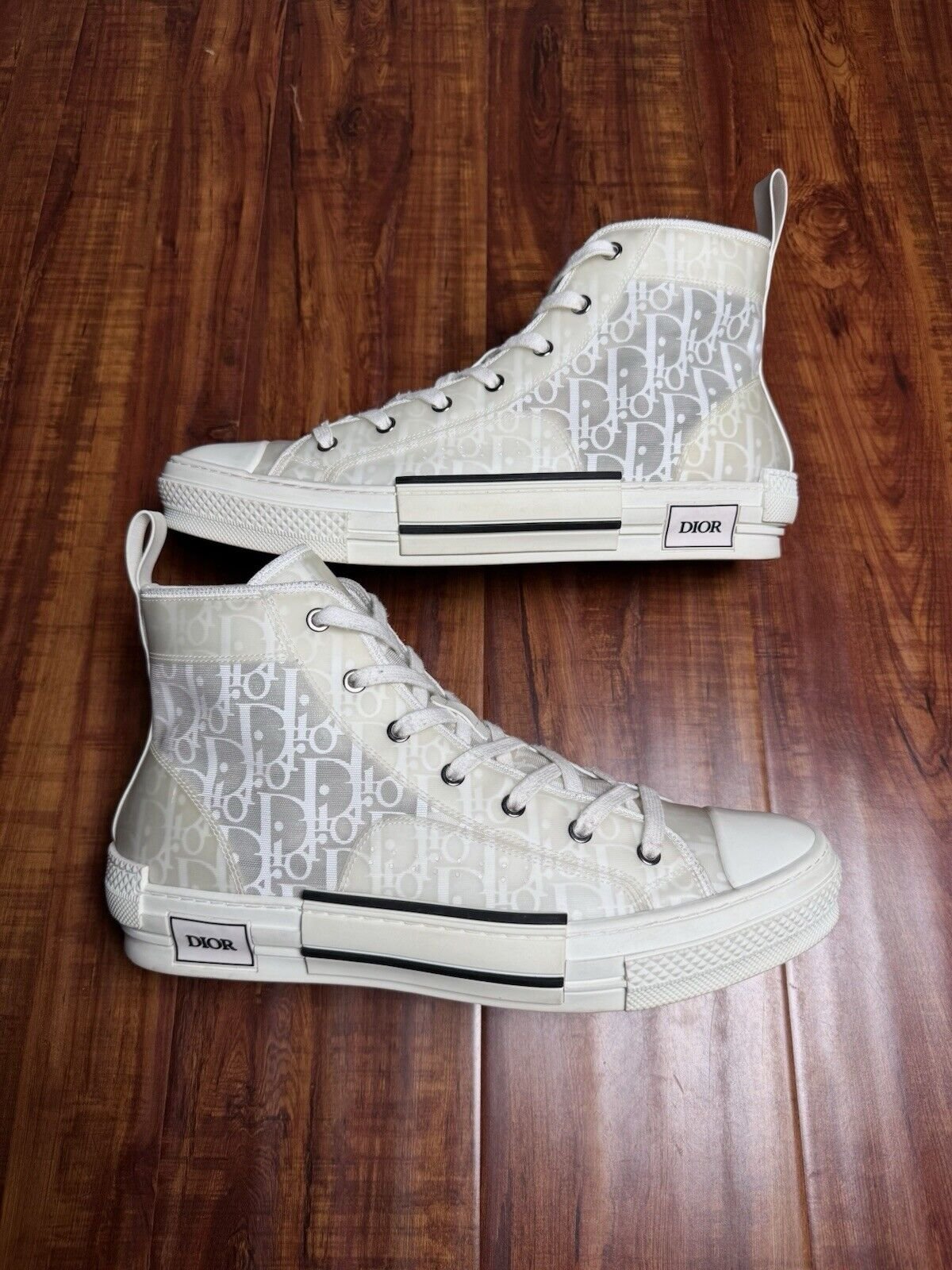 Dior B23 High Top Oblique Monogram Sneakers - White - Size 45D 12US