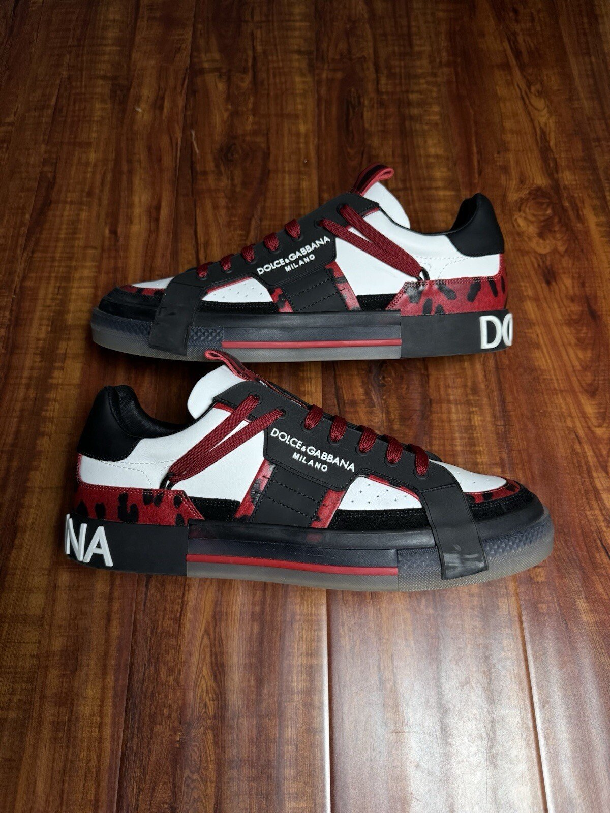 Dolce & Gabbana Milano 2.Zero Red Leopard Mens Sneakers - Size 12DG