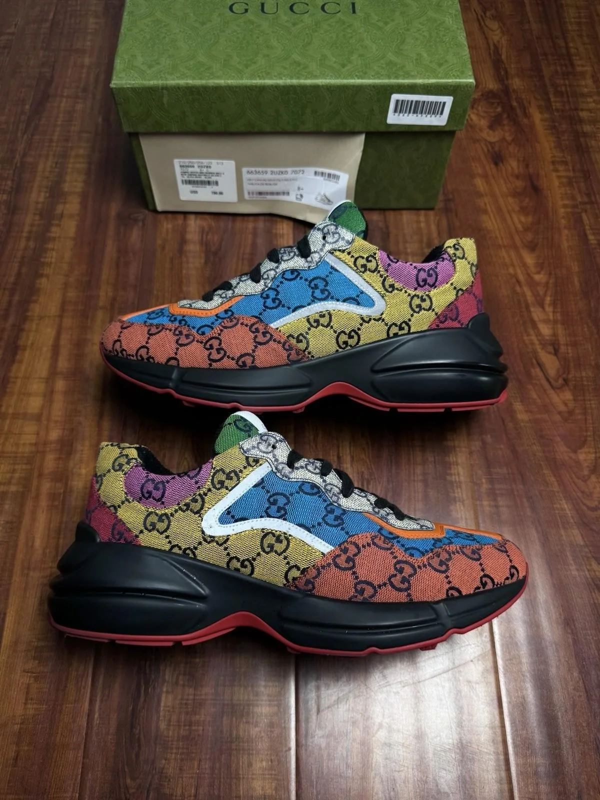 Gucci Rhyton GG Monogram Multicolor Mens Sneakers - Size 8.5G 9US