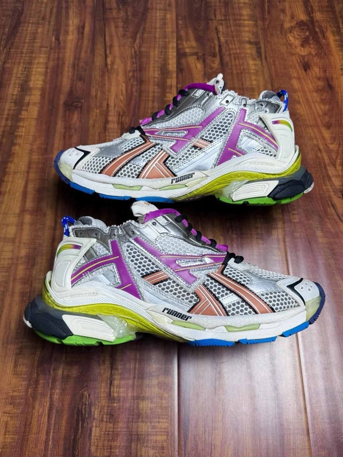 Balenciaga Runner Multi Color White Mesh Mens Sneakers - Size 8 (41)