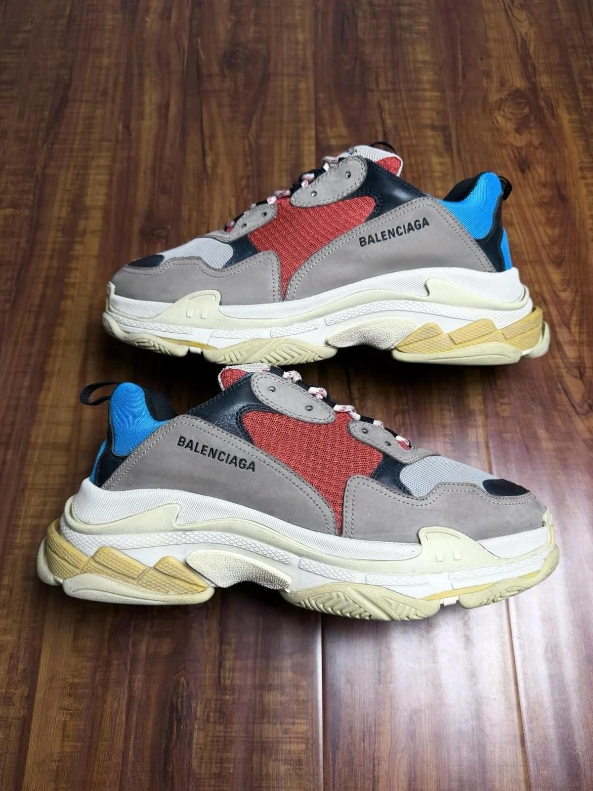 Balenciaga Triple S Chunky Blue Red Grey Black Mens Sneakers - Size 13US (46)