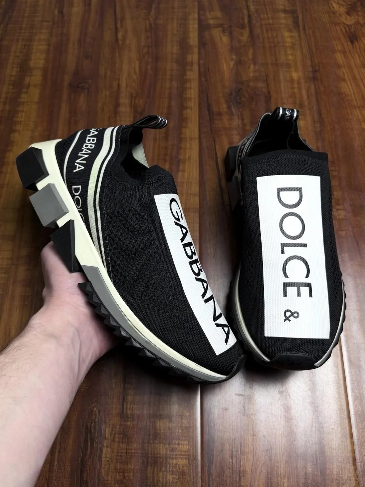 Dolce & Gabbana Sorrento DG Black White Mesh Mens Sneakers - Size 43.5DG 10.5US