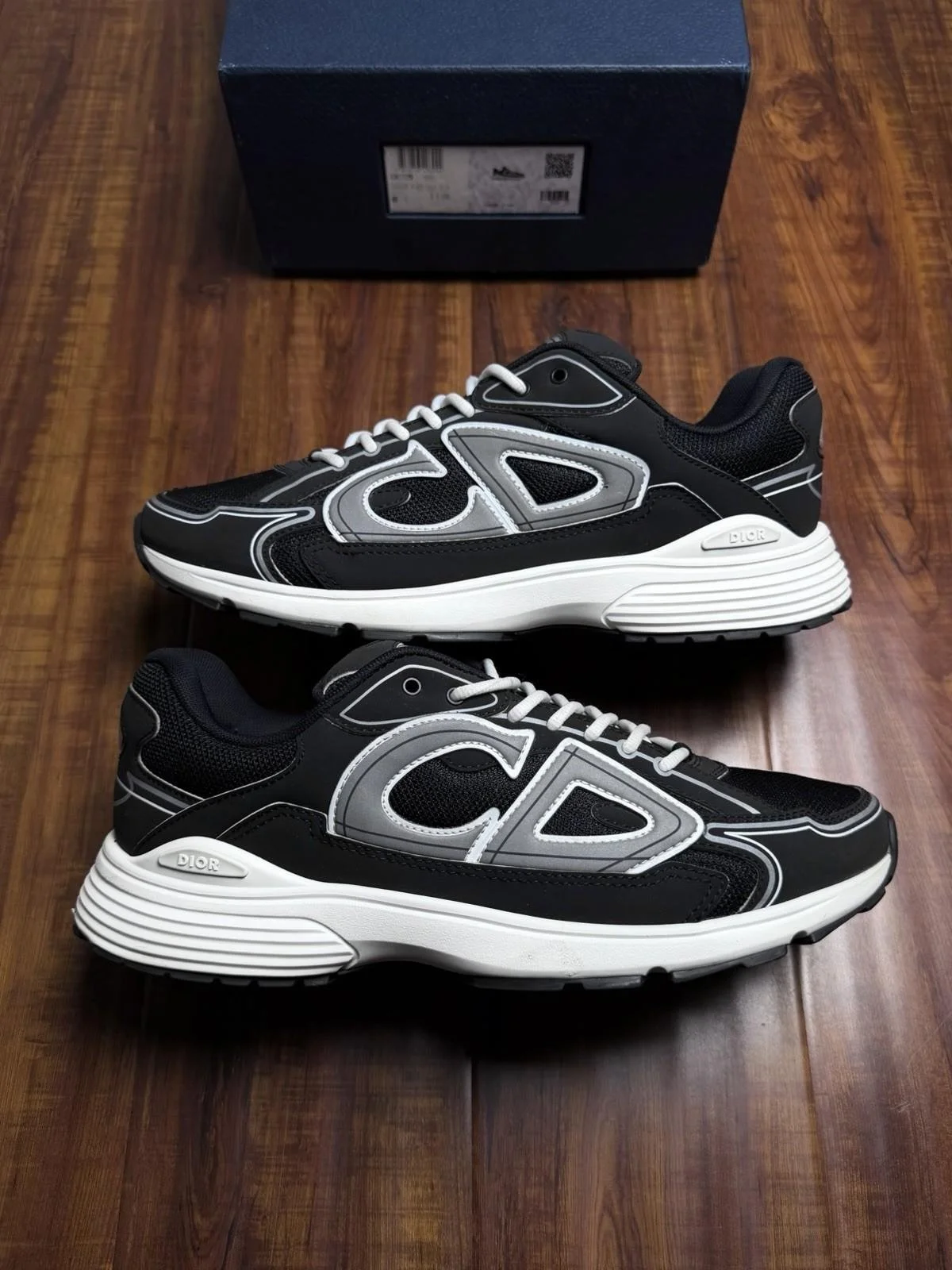 Dior B30 CD Reflective Black White Grey Mesh Mens Sneakers - Size 46D 13US