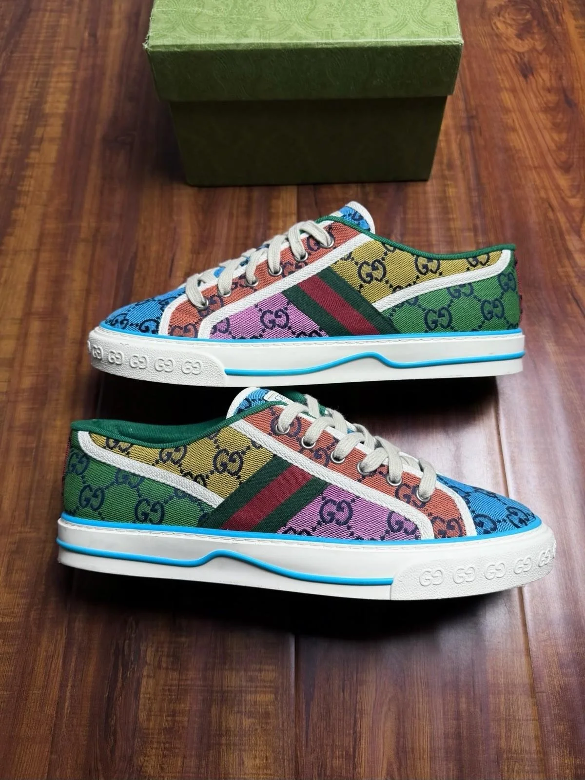 Gucci Tennis 1977 GG Monogram Multicolor Canvas Mens Sneakers - Size 7G 7.5US
