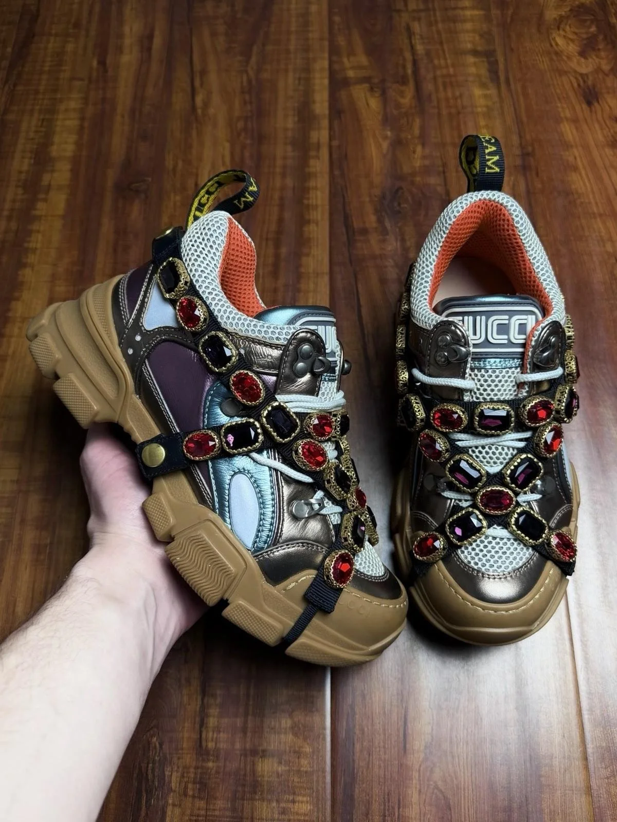 Gucci Flashtrek SEGA Swarovski Rhinestone Womens Sneakers - Size 36.5G 6.5US W - BRAND NEW