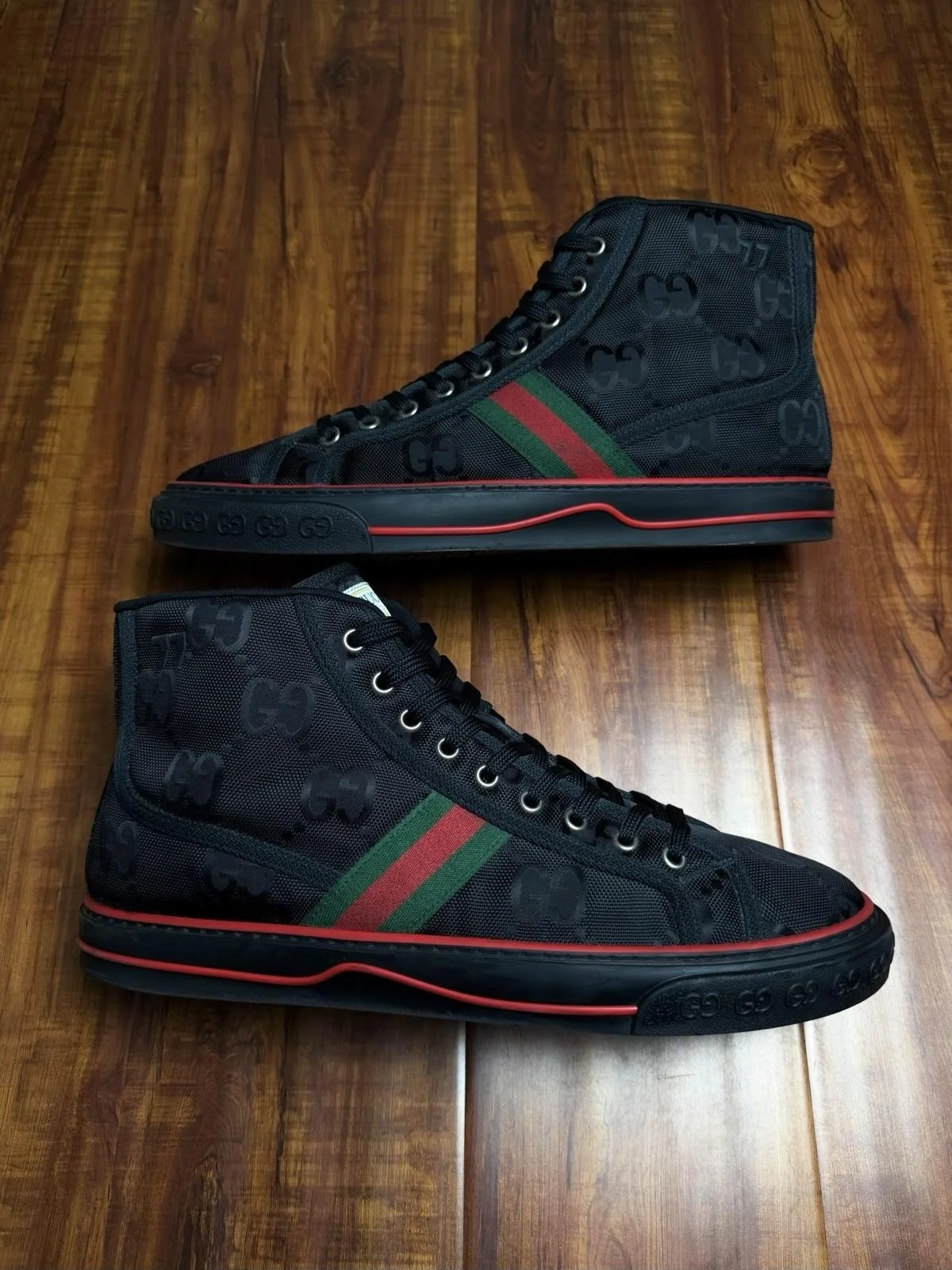 Gucci Tennis 1977 Web Monogram Black Red Green Mens Sneakers - Size 11G 11.5US