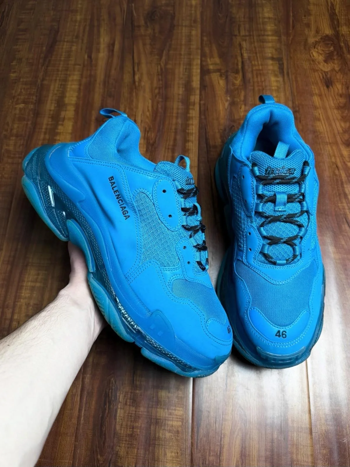Balenciaga Triple S Chunky Oversized Mens Blue Black Sneakers - Size 13US (46)