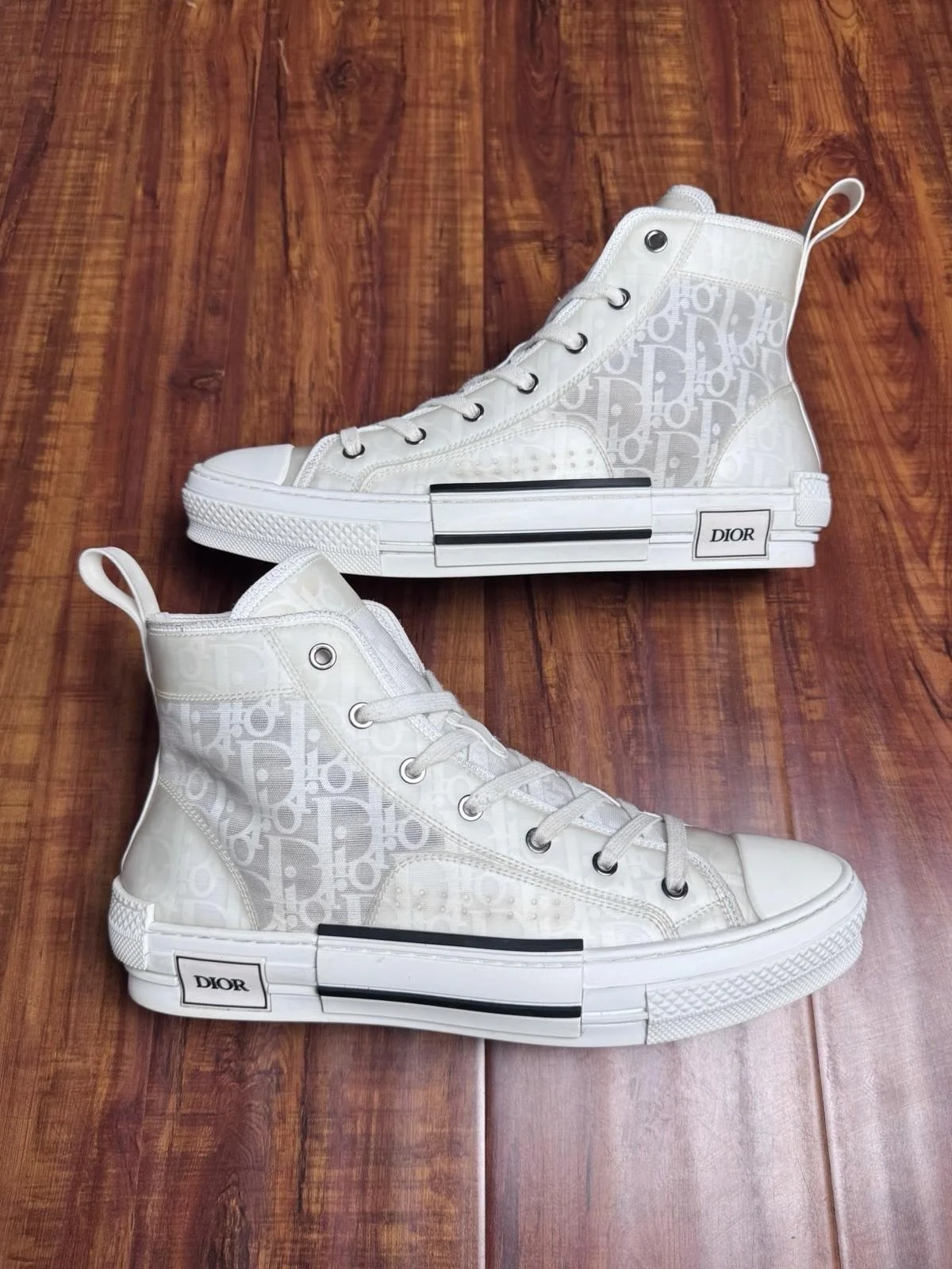 Dior B23 Oblique Monogram White Black High Mens Mesh Sneakers - Size 43D 10US