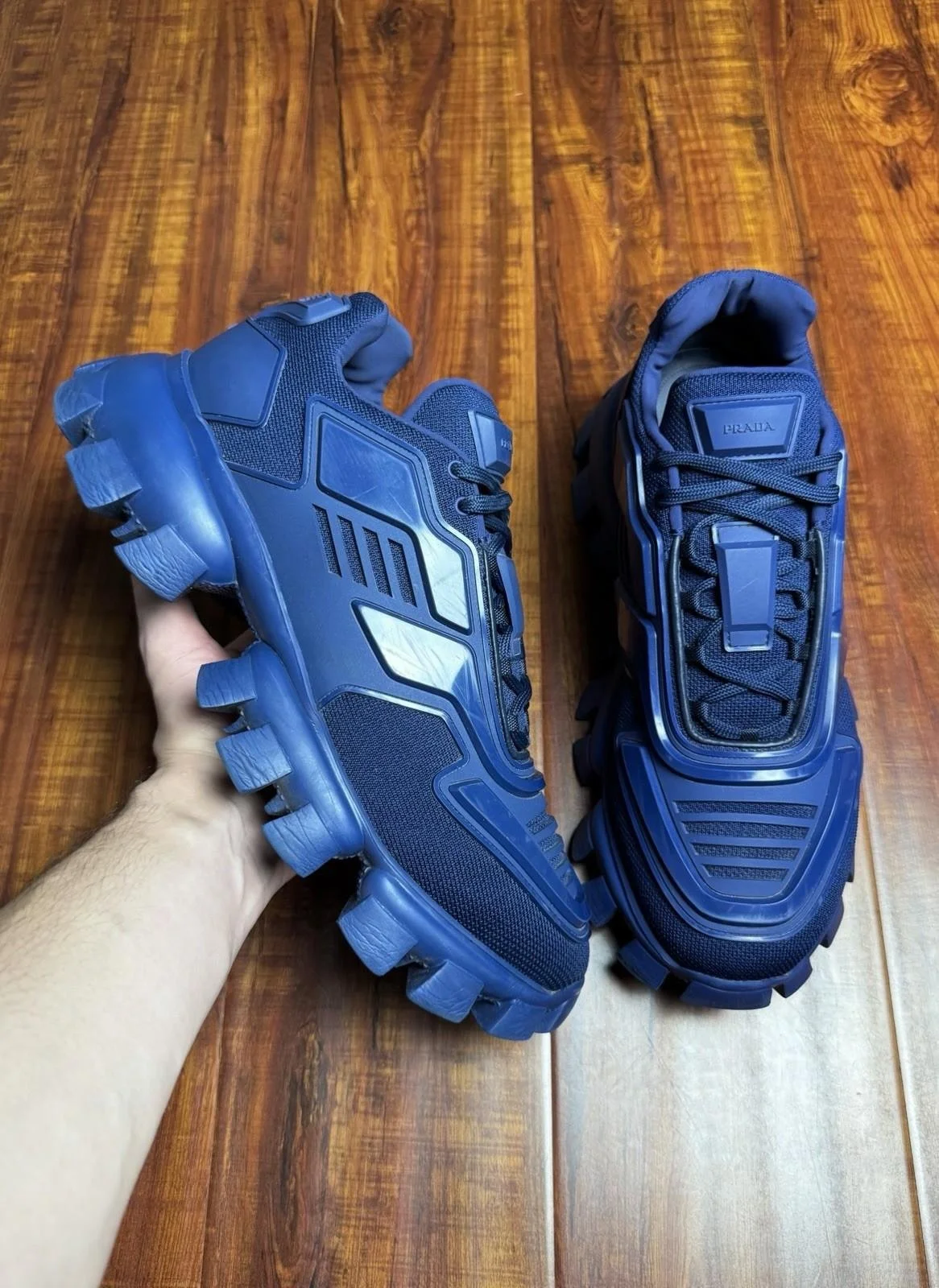 Prada Cloudbust Thunder Technical Navy Blue Men Mesh Sneakers - Size 9.5P 10.5US