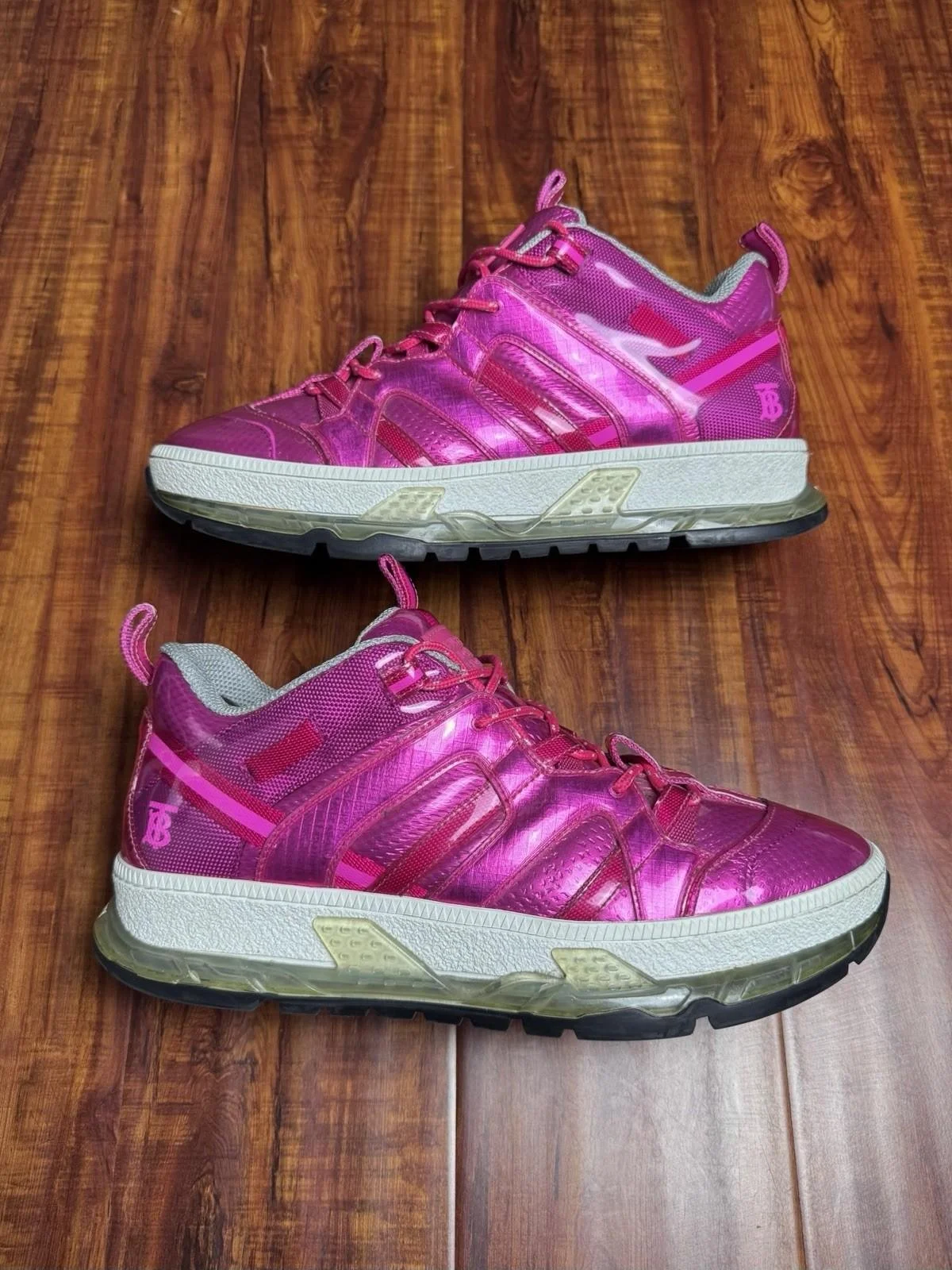 Burberry Union Arthur Pink White Clear Sole TB Mens Sneakers - Size 44B 11US
