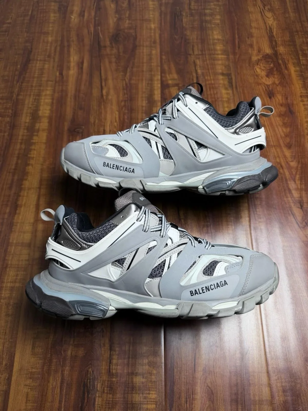 Balenciaga Track LED Grey White Mens Leather Mesh Sneakers - Size 11US (44)