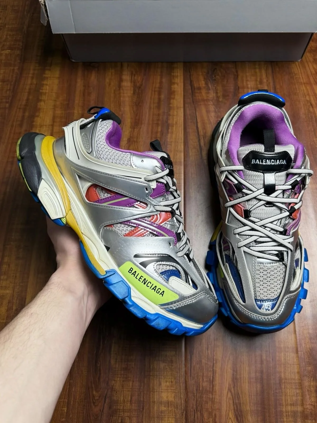 Balenciaga Track White Multicolor Mens Trainer Mesh Sneakers - Size 10US (43)