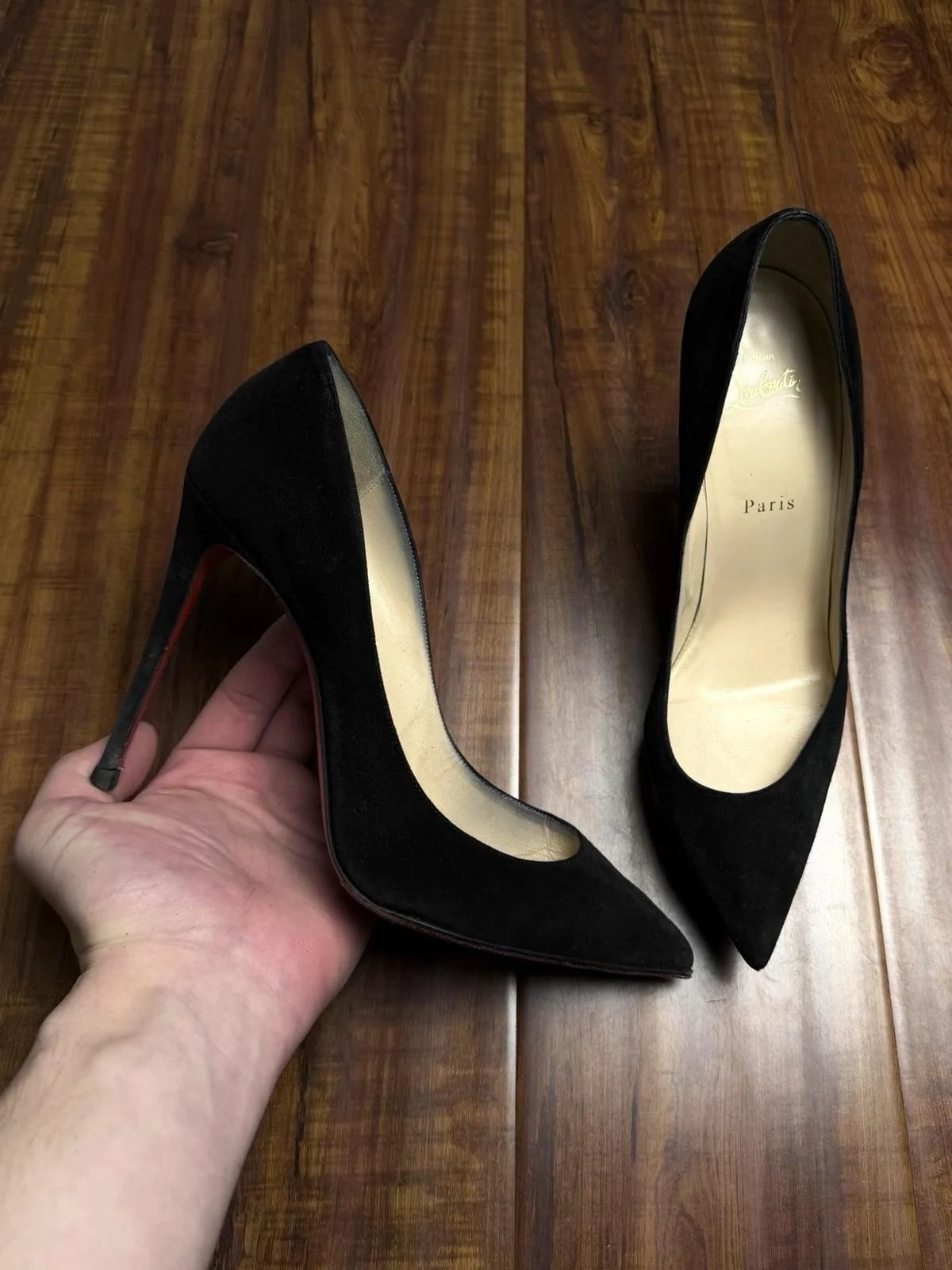 Christian Louboutin Pigalle Follies Black Suede Women Heels - Size 40.5CL 10.5US W