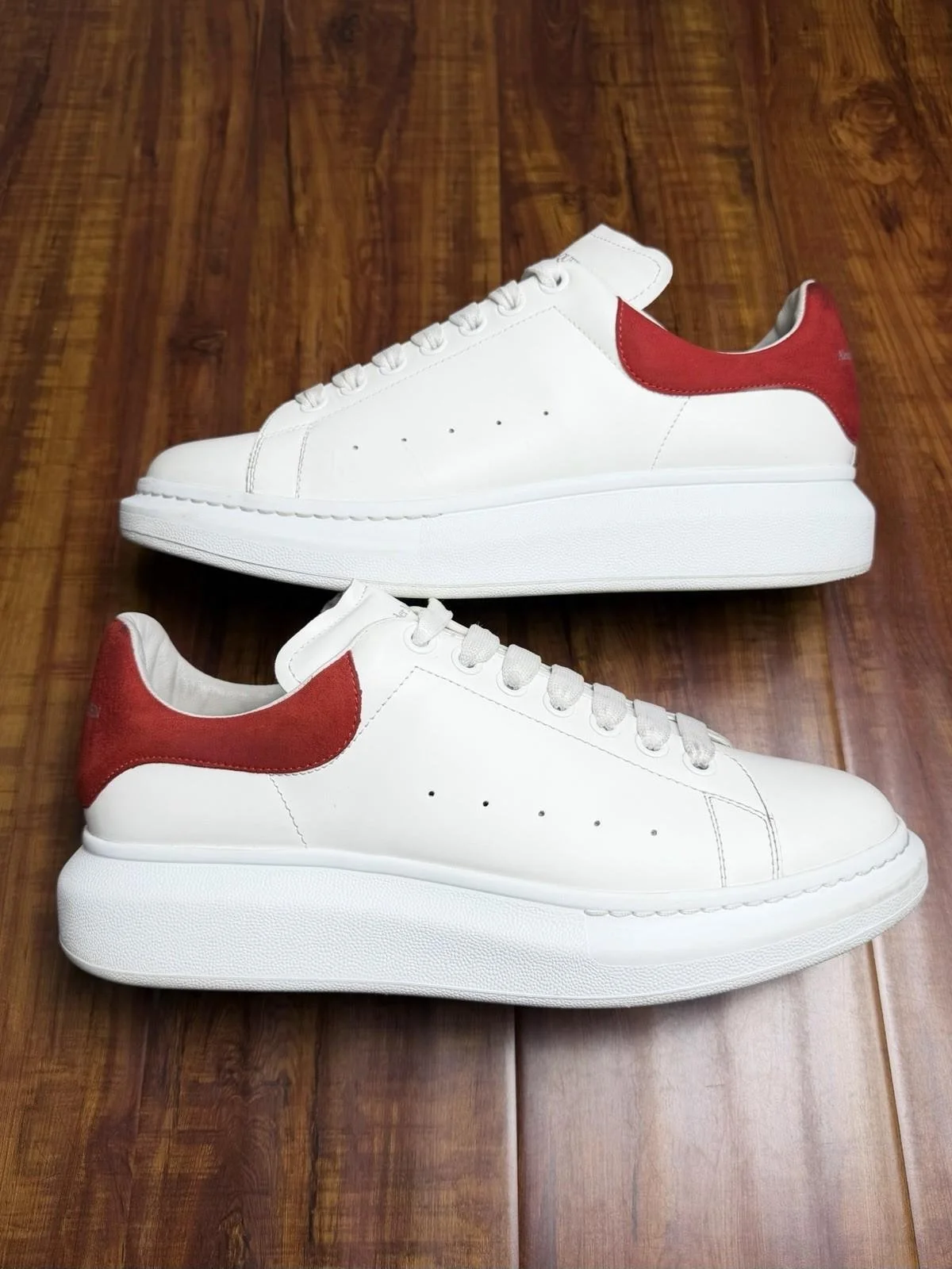 Alexander McQueen Oversized Men White Red Suede Leather Sneaker - Size 43AM 10US