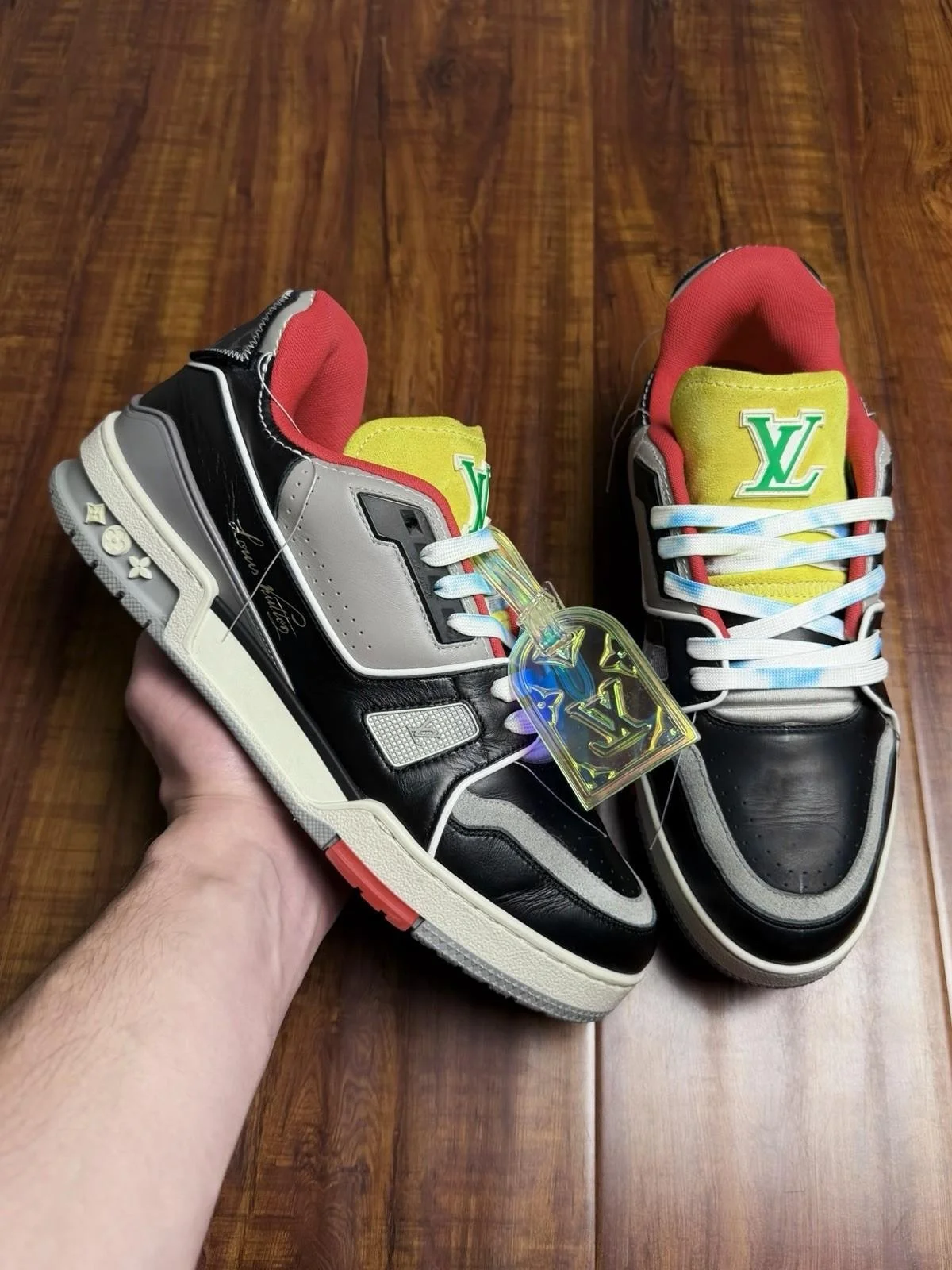 Louis Vuitton Virgil Trainer SS21 Men Black Grey Multi Sneaker- Size 8.5LV 9.5US