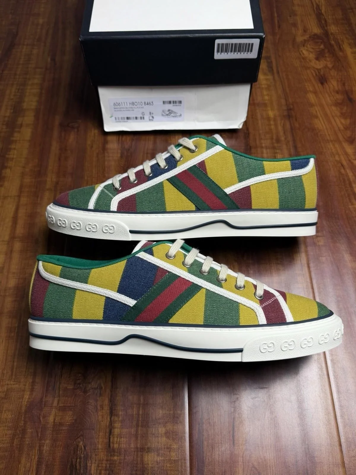 Gucci Tennis 1977 Web Multicolor Green White Red Mens Sneakers - Size 8.5G 9US - BRAND NEW