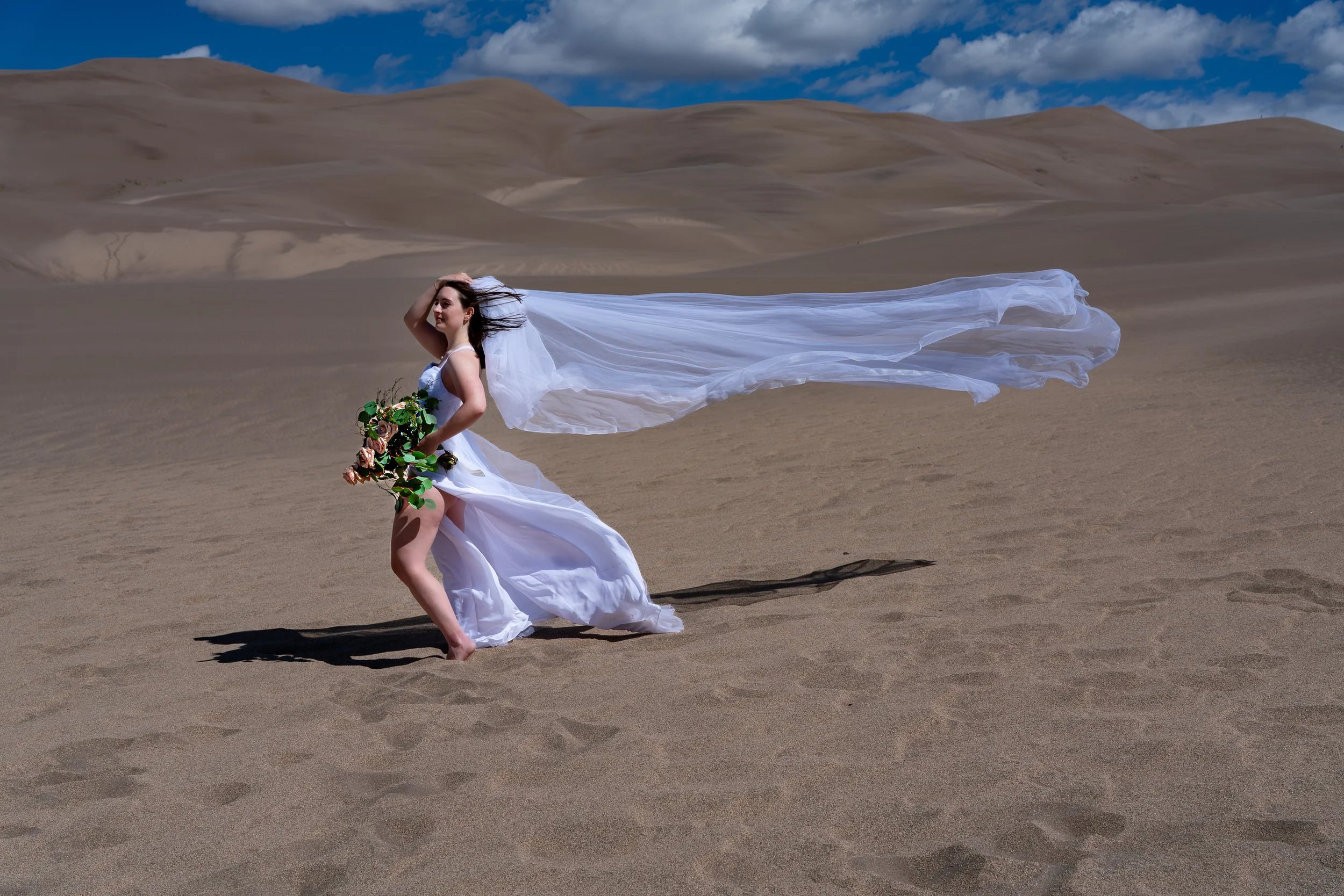Embracing the wind at the Great Sand Dunes in Colorado
