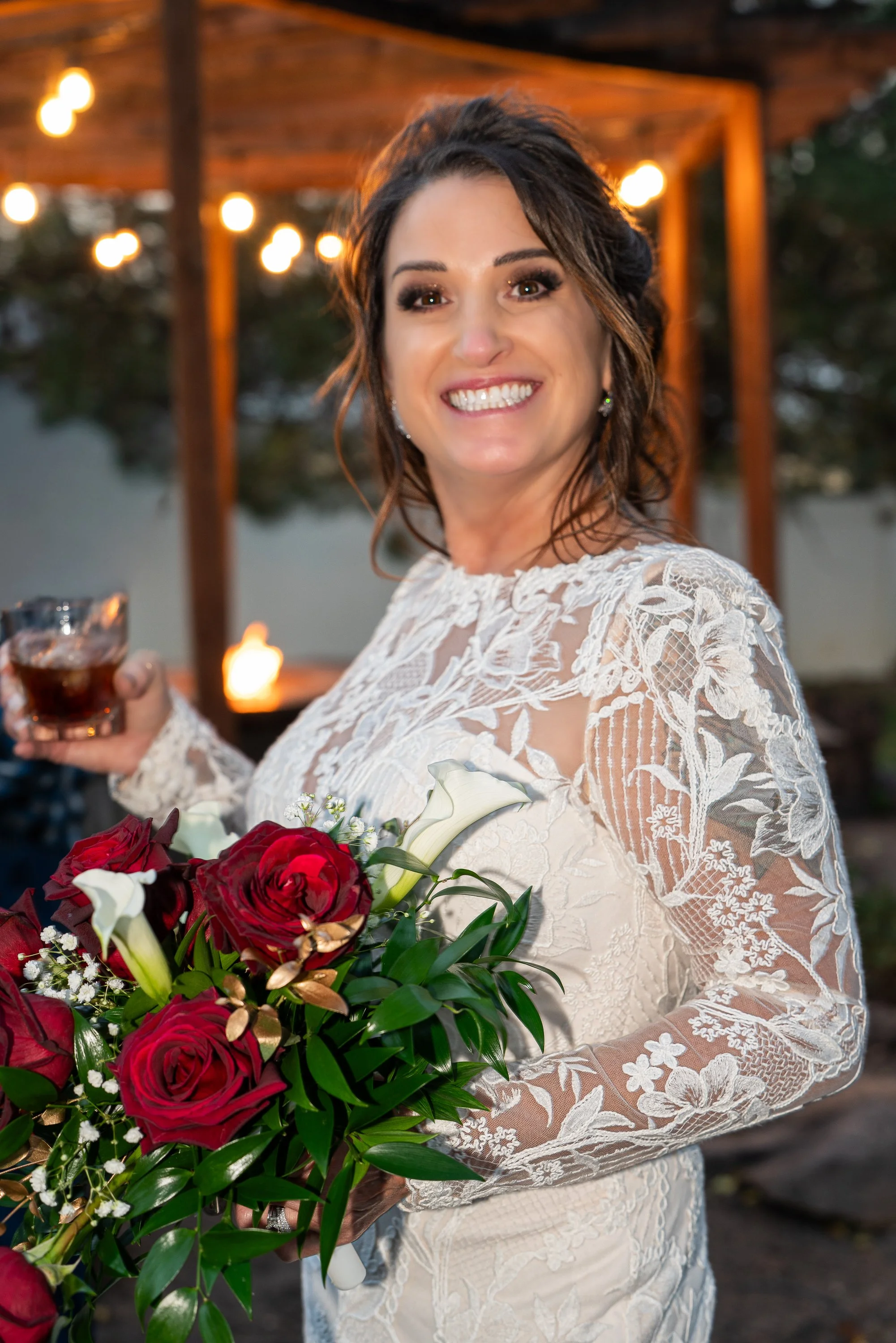 Bride holding her Bouquet during reception