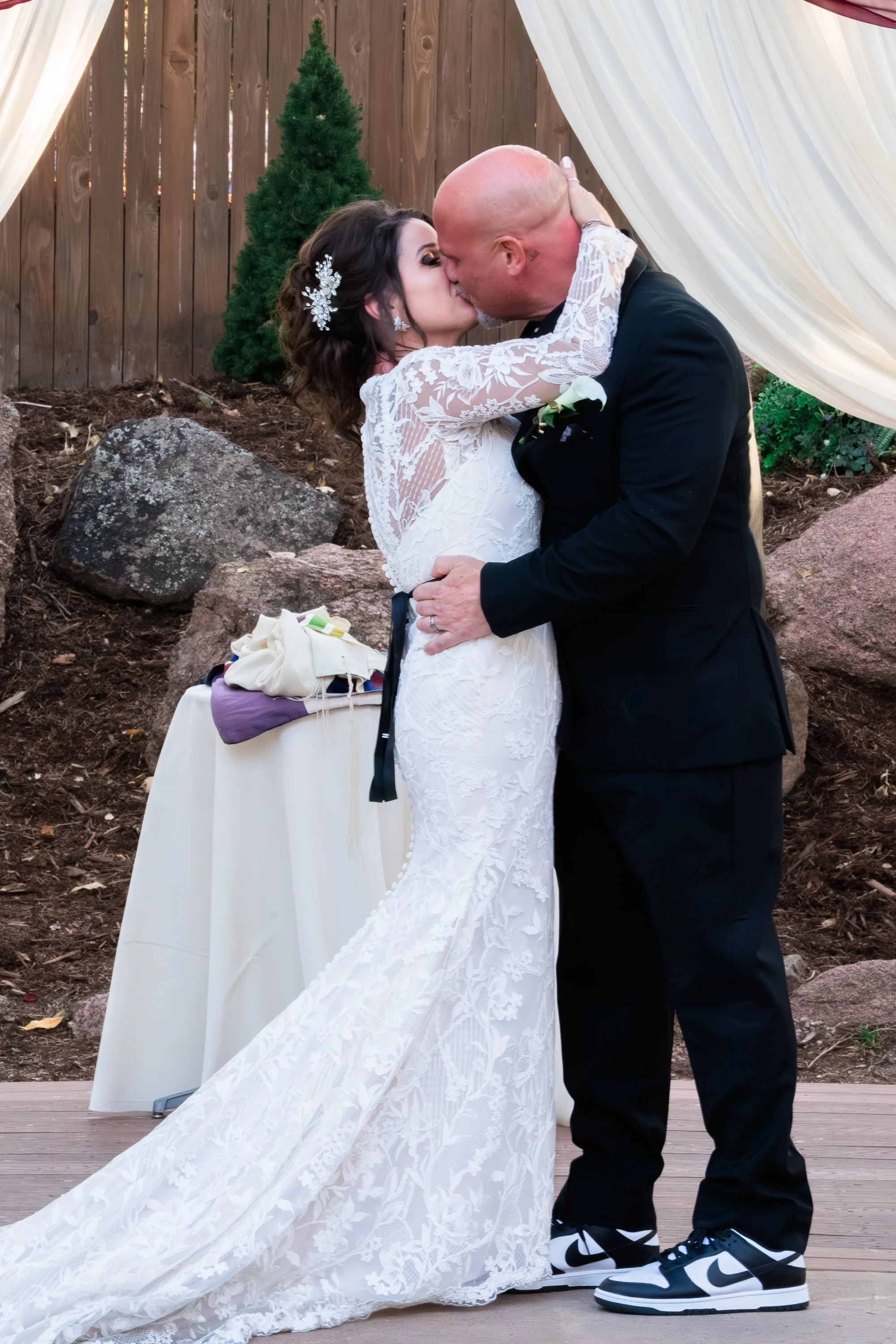 Bride and Groom First Kiss