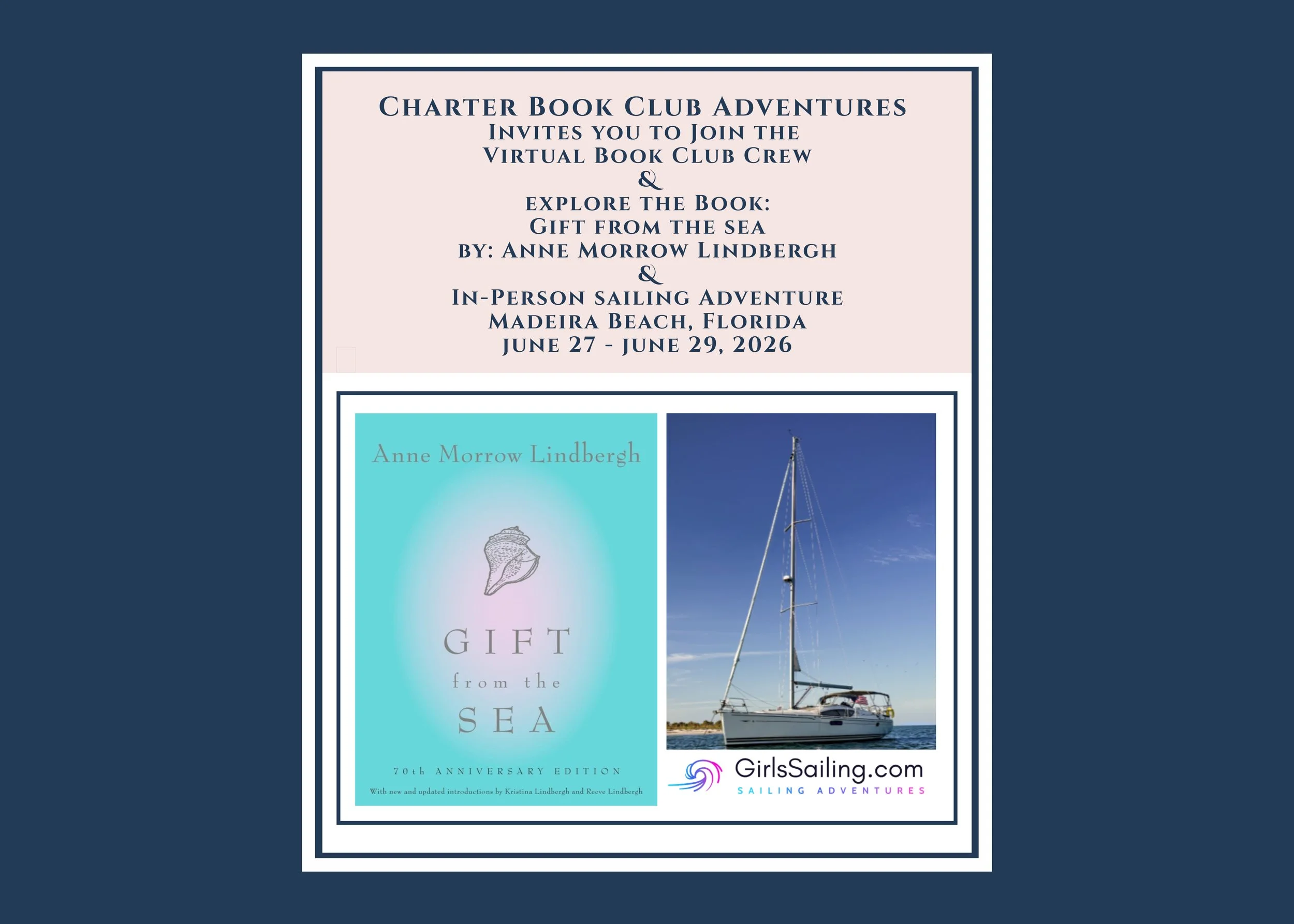 The Gift from the Sea Virtual Book Club Voyage + All-Inclusive Sailing Adventure in Madeira Beach, Florida