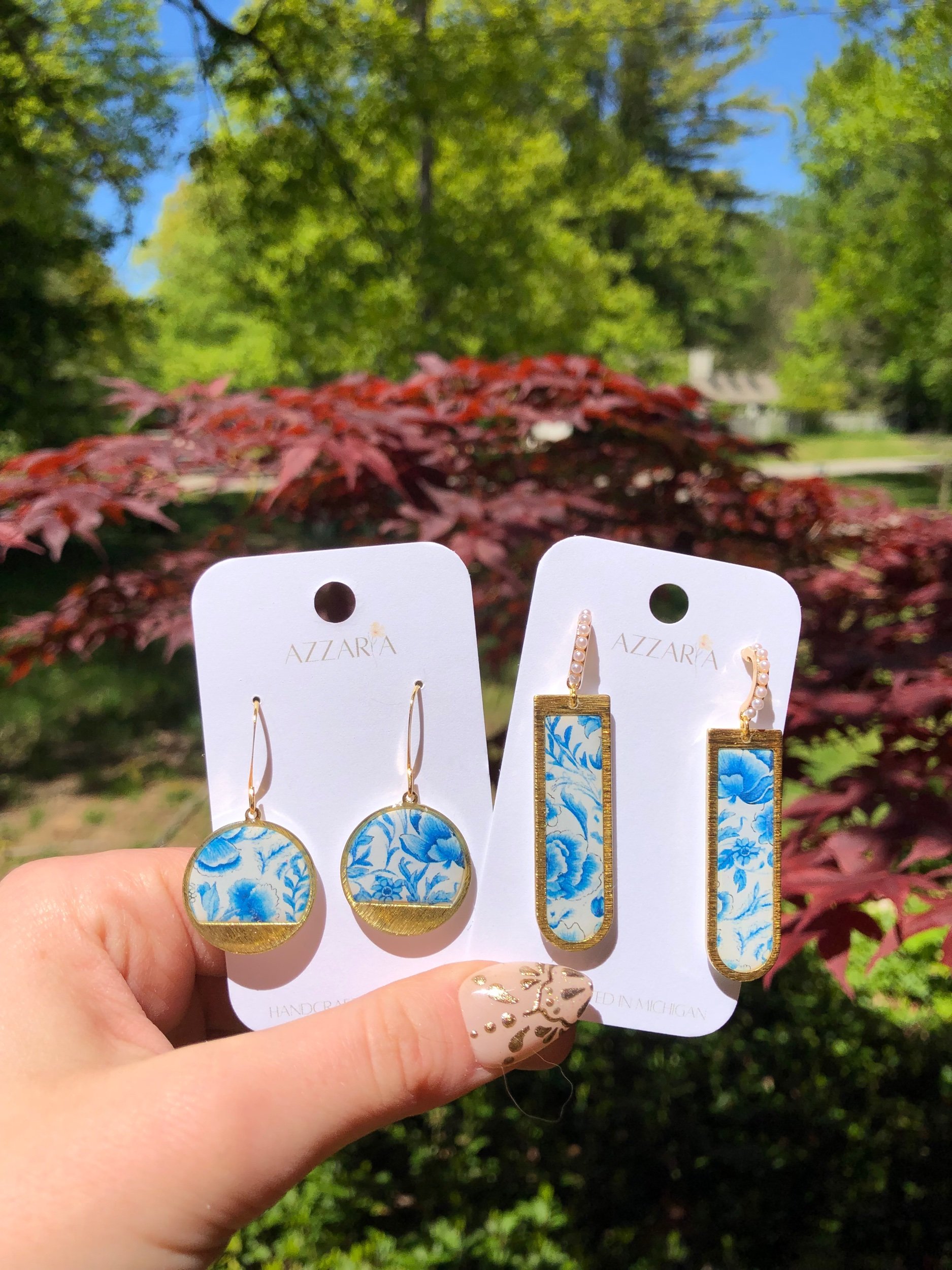 Elegant Blue and White Dangles