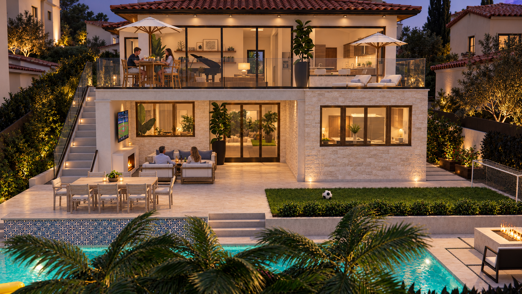 Blue-hour Spanish residence with glowing pool.png