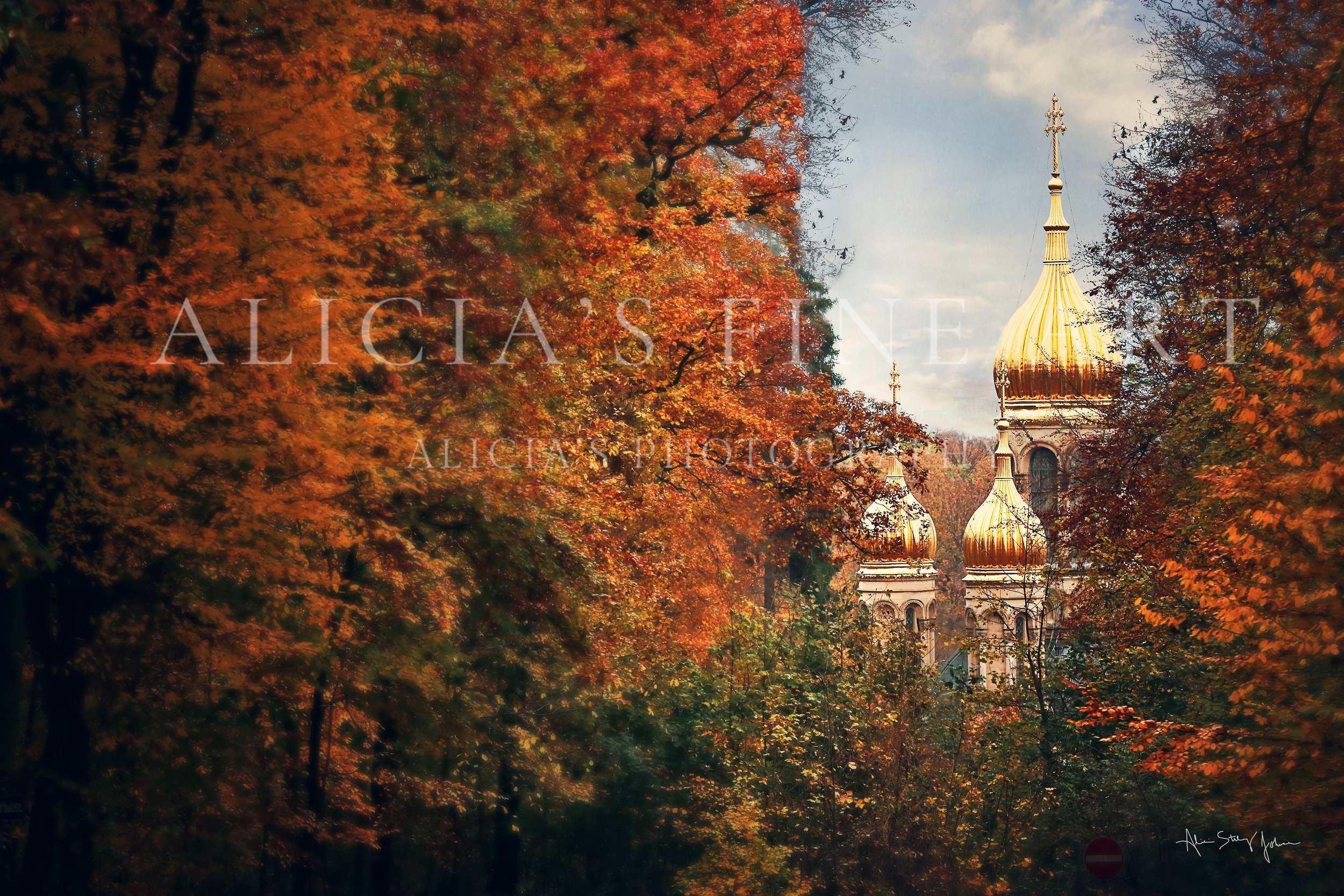 Golden Sanctuary St. Elizabeth's Church Wiesbaden Germany Gold domes Fine Art Wall art .jpg