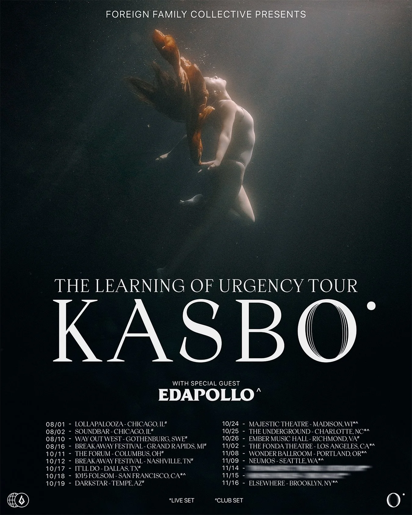 Presenting @kasbomusic&rsquo;s TLOU Tour with special guest @edapollo !!

Strap in, gonna be a beautiful run. Pre-sale starts Thursday.