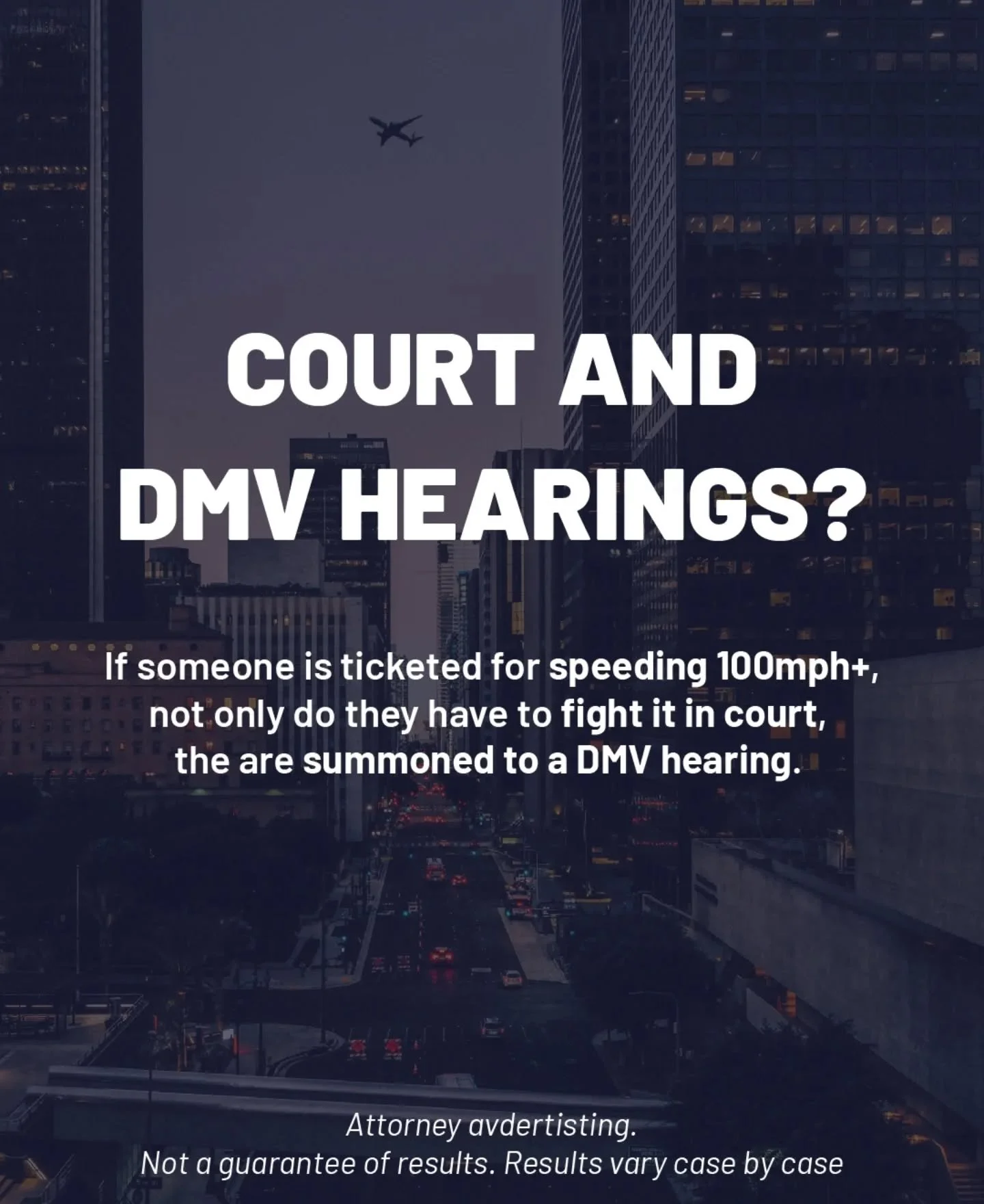 Did you know? Speeding tickets over 100mph often require the individual to attend a DMV hearing which is separate from court where you can argue a case. 

We handled both for our client and finally got a dismissal this month! 

Send us your ticket.
F