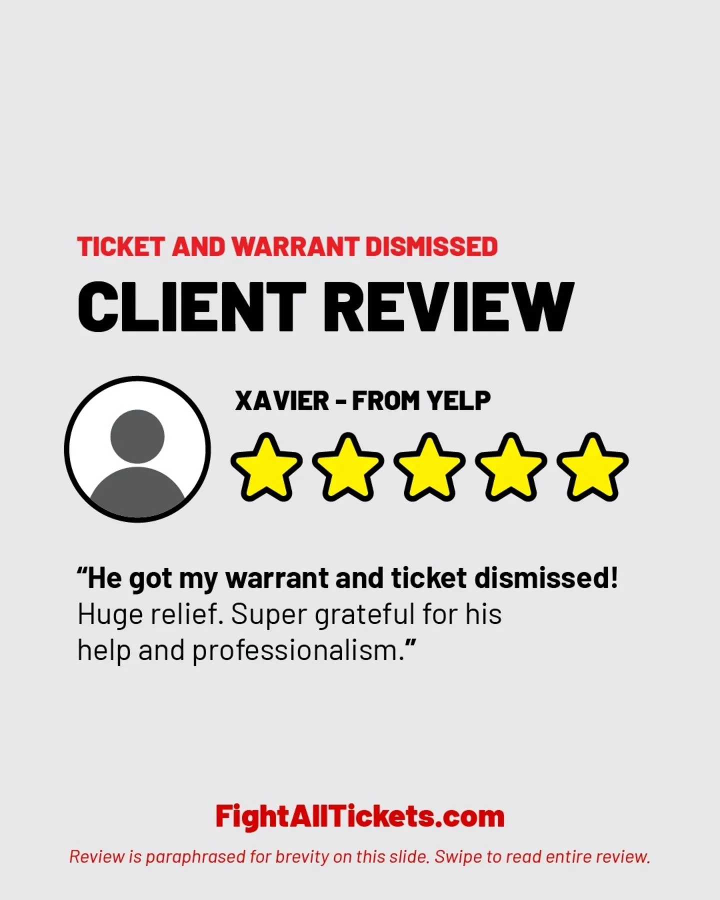 Thanks for the review Xavier 😁 happy to be of service.

Ticket dismissed ✅️

Send us your ticket
Fightalltickets.com 

#traffic #law #review #trafficlaw