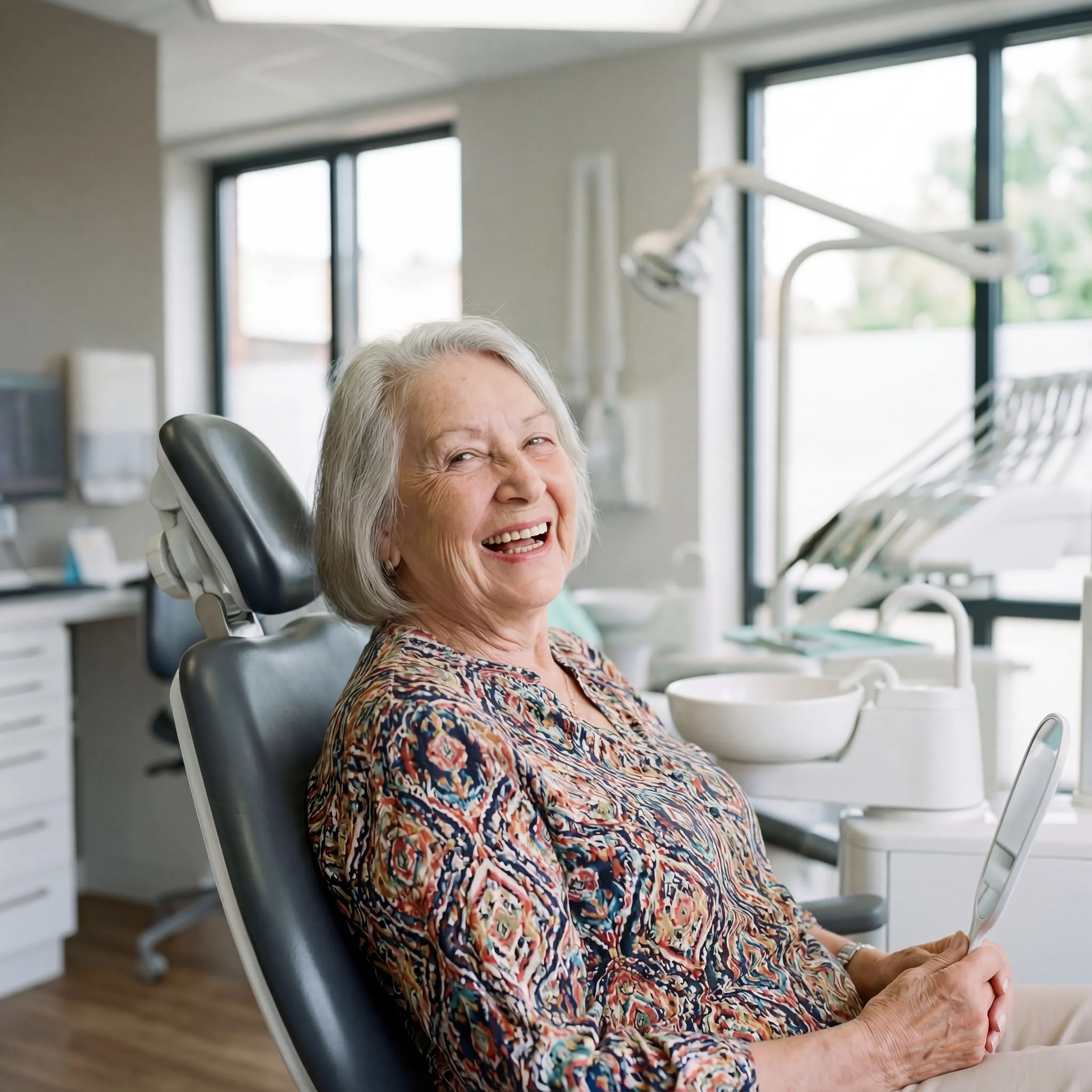 Elderly lady with a fresh natural smile