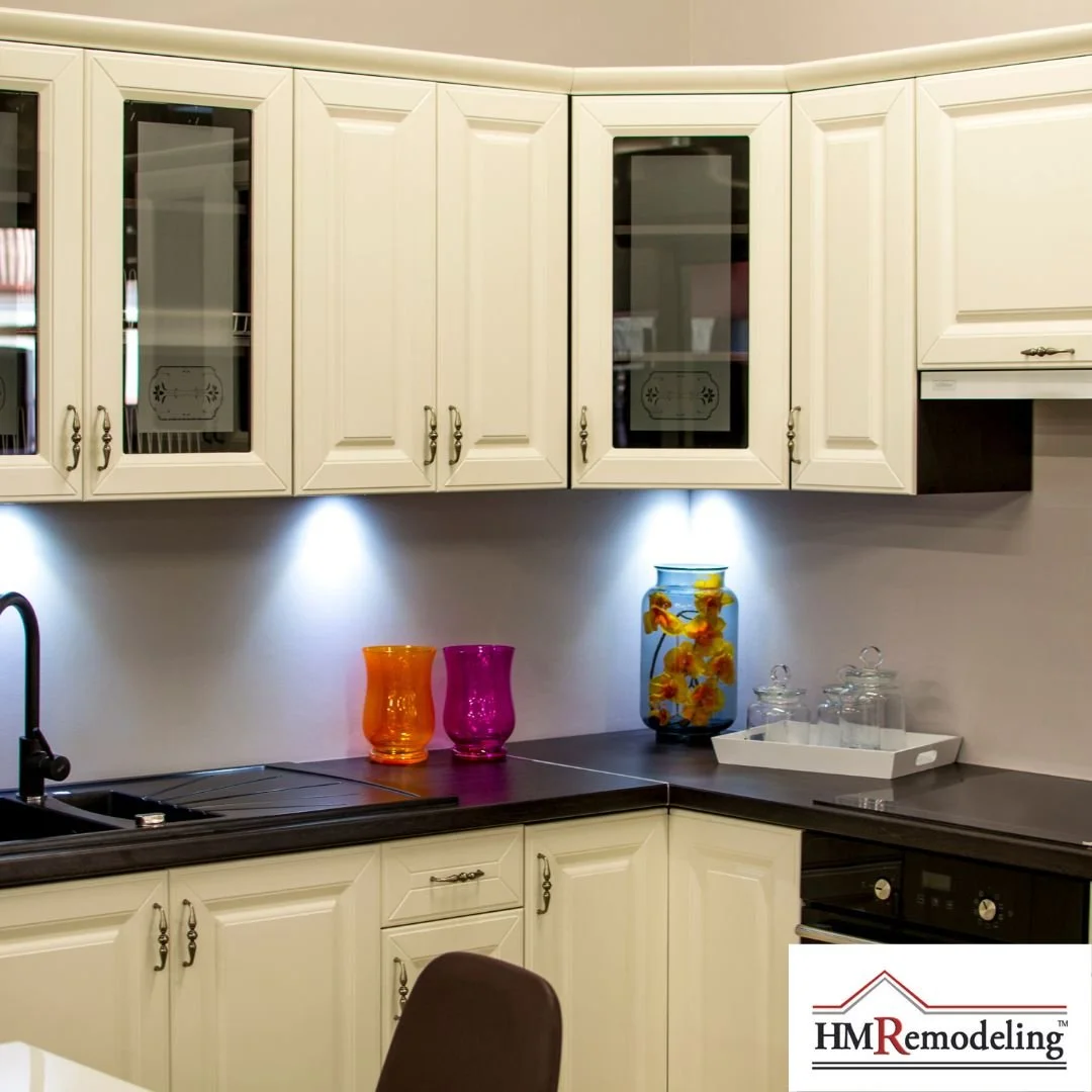 Kitchen cabinet remodel with under-cabinet lighting by HM Remodeling of South Bend