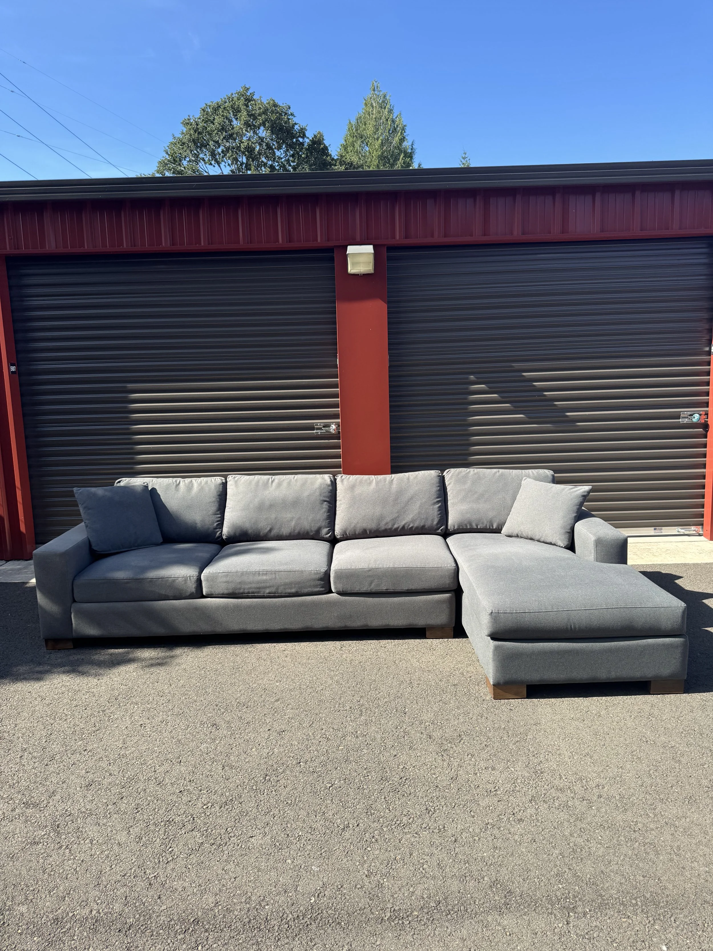 Paul Shatz Gray Sectional Couch $950(125"x67") seat Depth36" Height26"