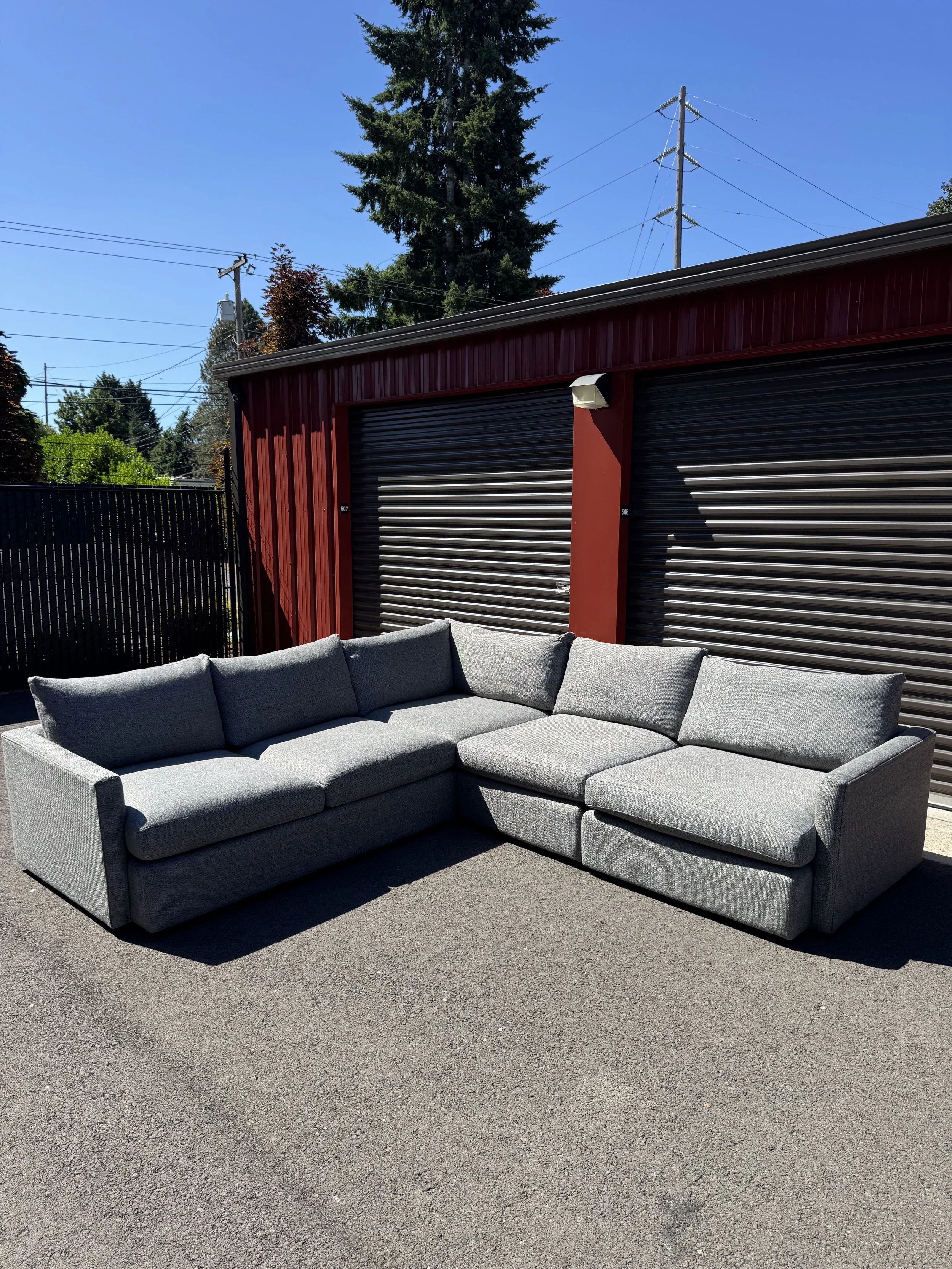 Crate & Barrel Lounge Deep Sectional $1950 (118"x113"left side longer) (H:25" Seat Depth 46")