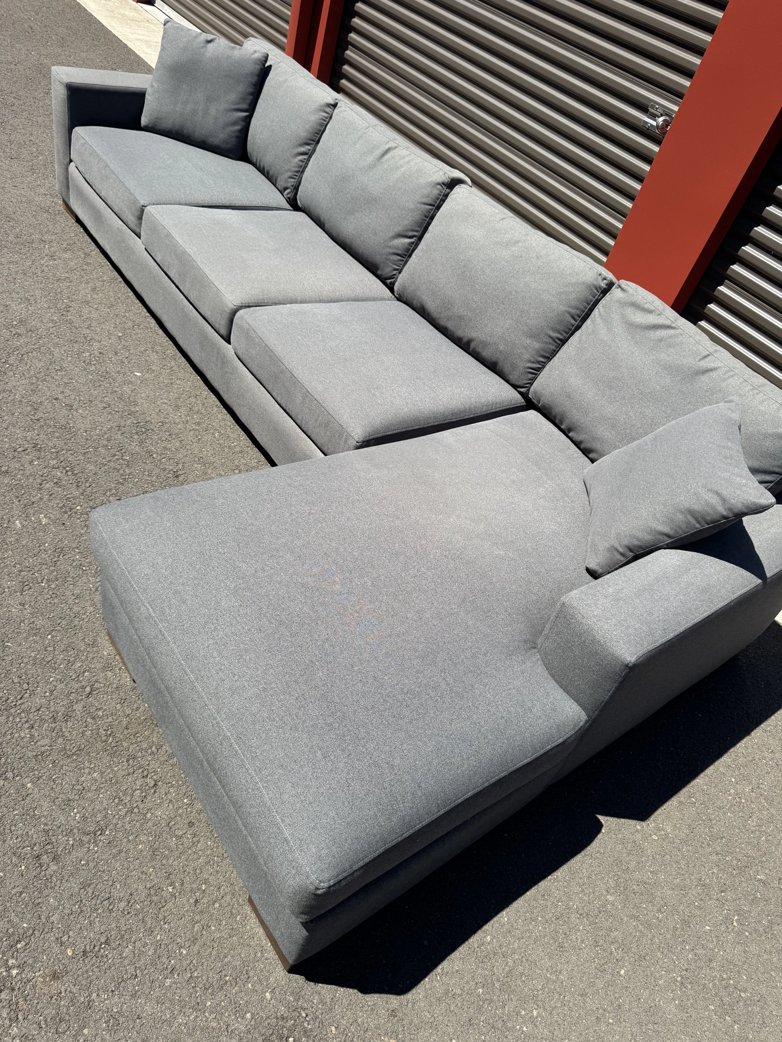 Paul Shatz Gray Sectional Couch $950(125"x67") seat Depth36" Height26"