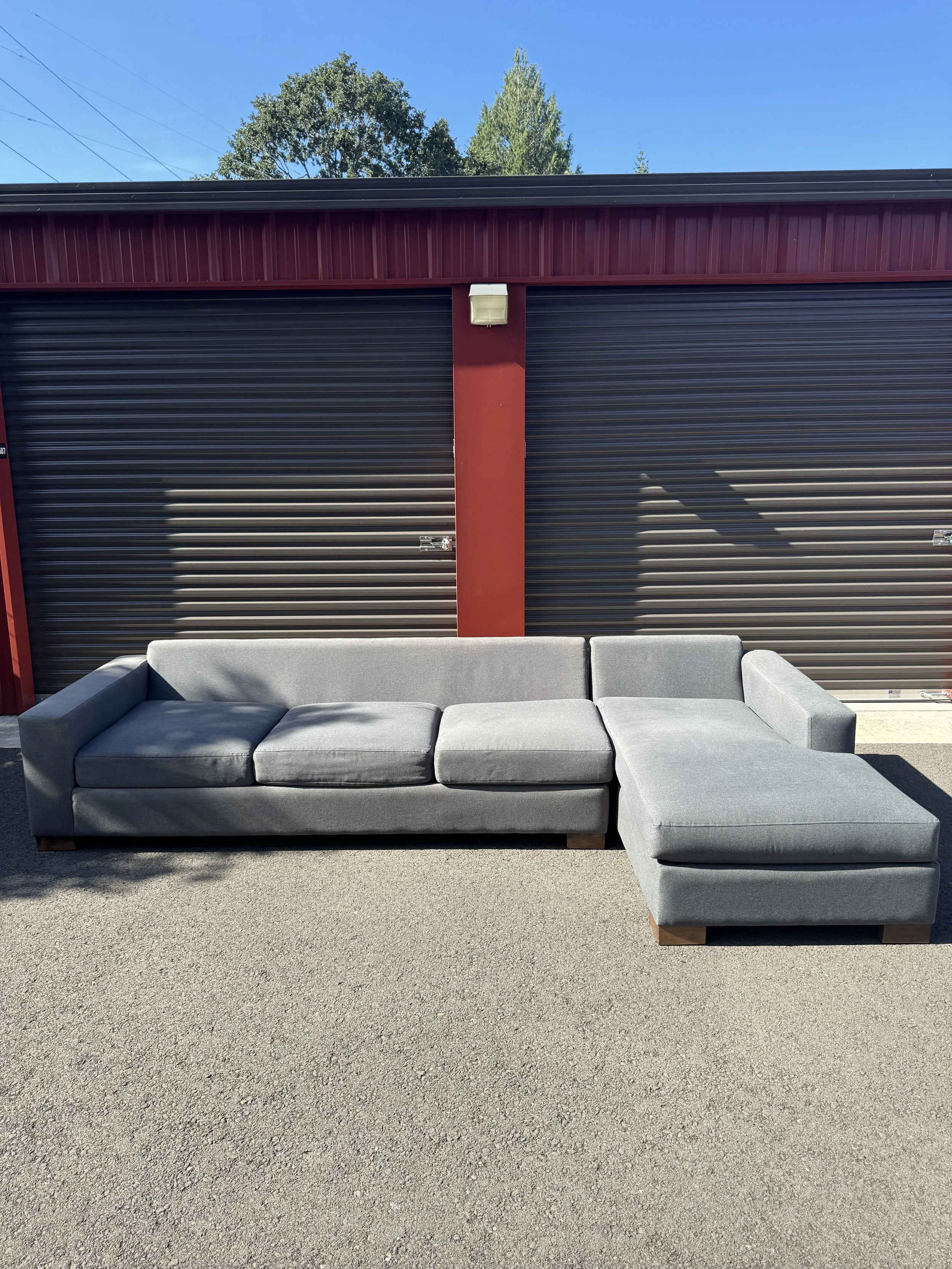 Paul Shatz Gray Sectional Couch $950(125"x67") seat Depth36" Height26"