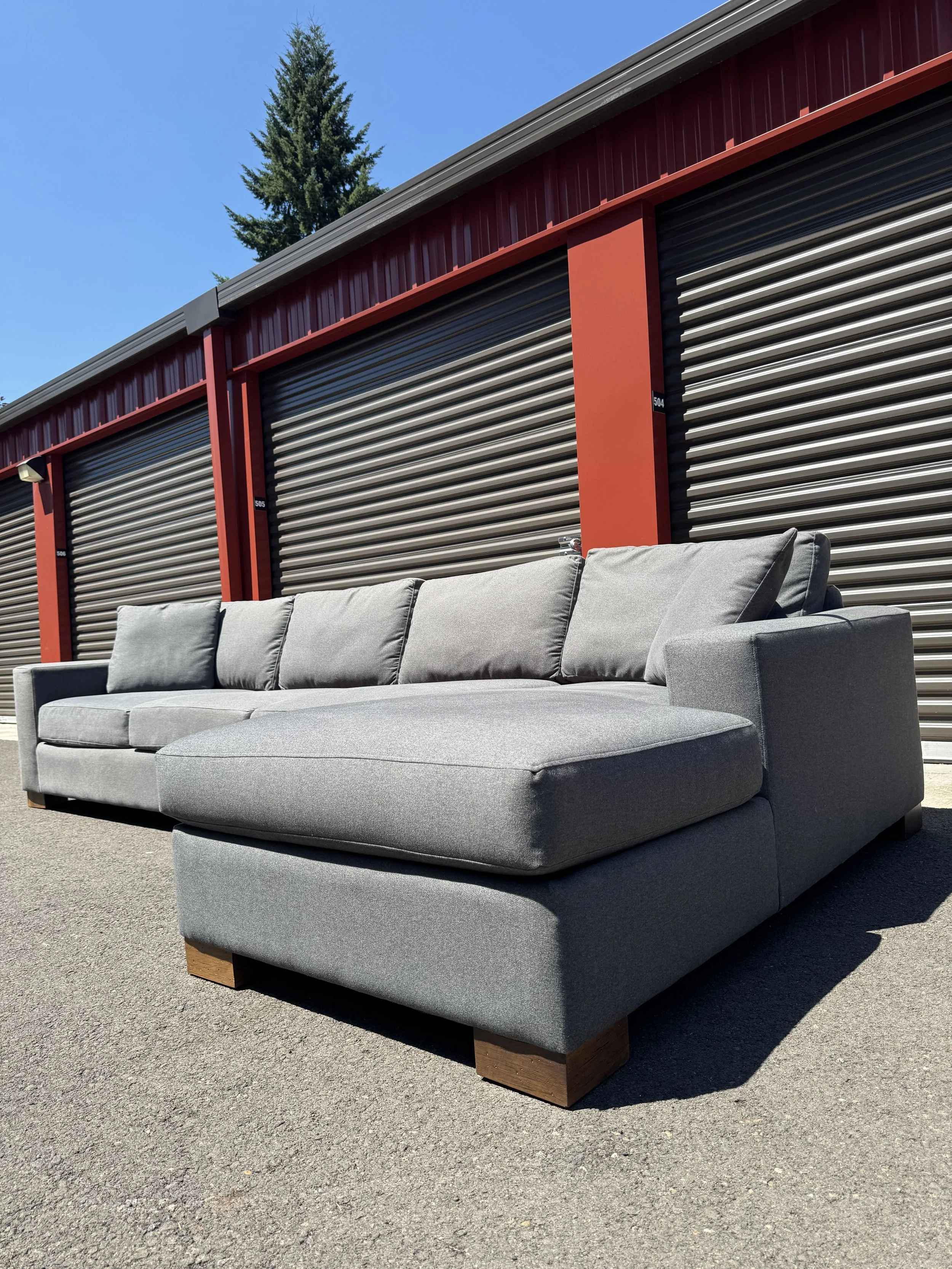 Paul Shatz Gray Sectional Couch $950(125"x67") seat Depth36" Height26"