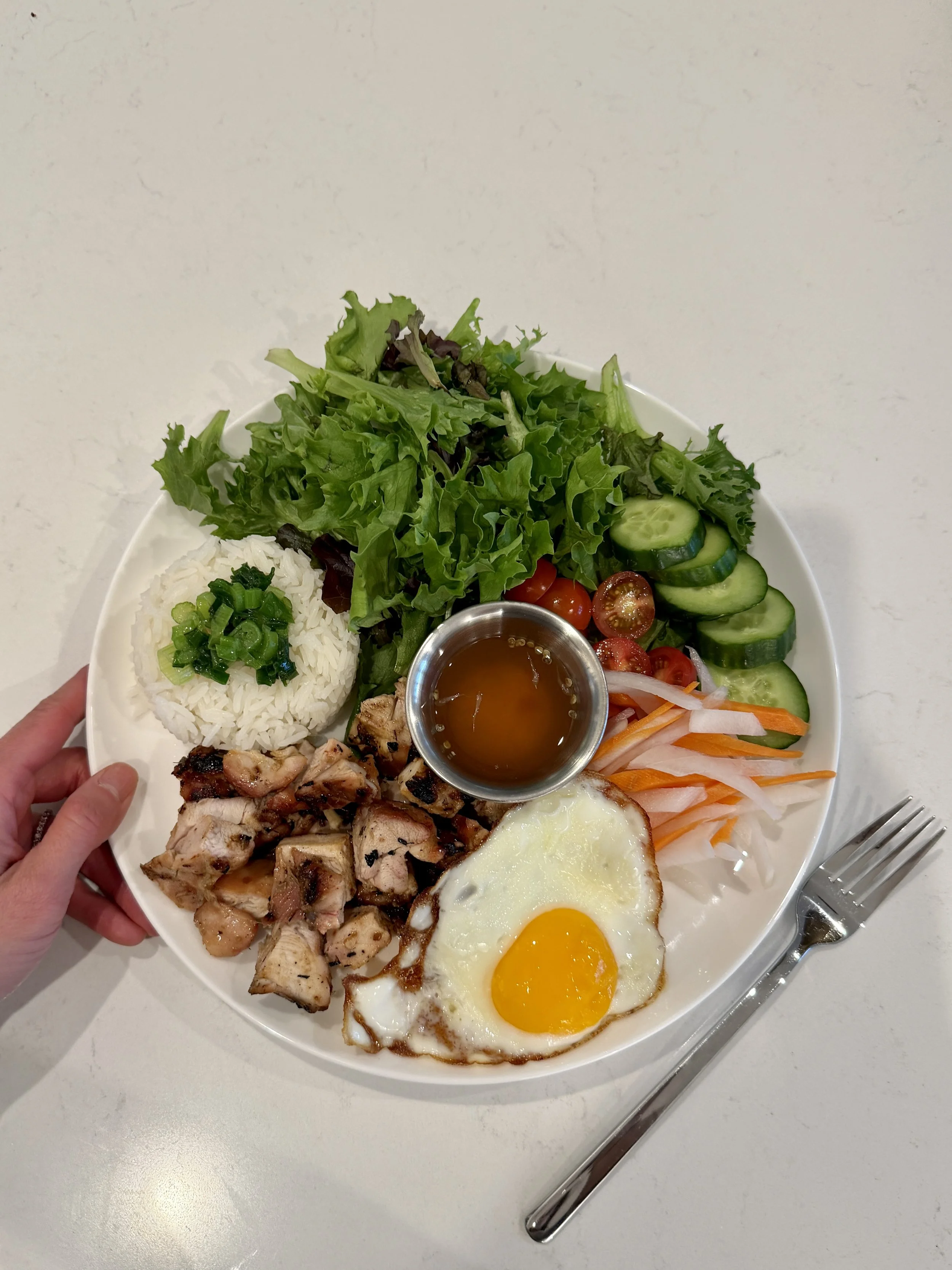 Vietnamese Grilled Lemongrass Chicken Rice Plate