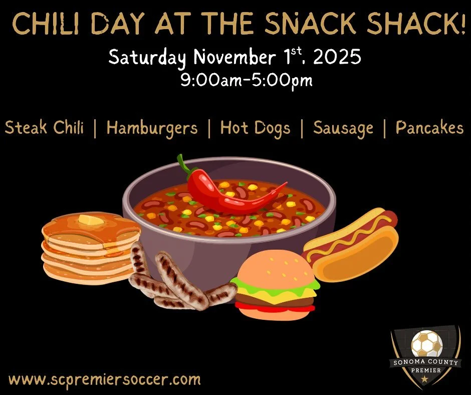 It’s Chili day at the snack shack! Come taste some of Jeff’s homemade Steak & Ale Chili. He will also be serving up pancakes and sausage! See you all out on the field on Saturday β½οΈπ₯
ποΈ