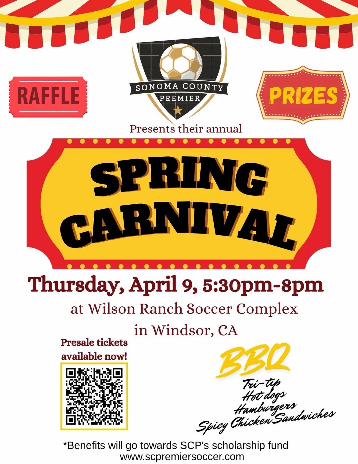 Get ready for some fun! Our carnival is this Thursday! Be sure to use the QR code to purchase your raffle tickets and we will see you out on the field⚽️