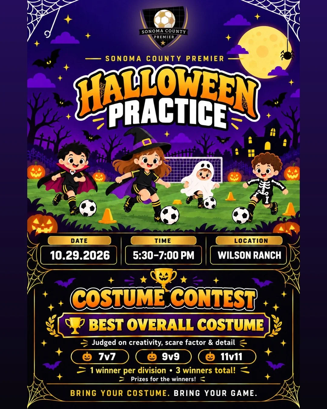 🎃 Halloween Practice is coming to Wilson Ranch! 👻

Next Thursday, October 29, we&rsquo;re trading regular practice for a club-wide Halloween celebration, and costumes are encouraged!

📅 Thursday, Oct. 29
⏰ 5:30&ndash;7:00 PM
📍 Wilson Ranch

🏆 Co