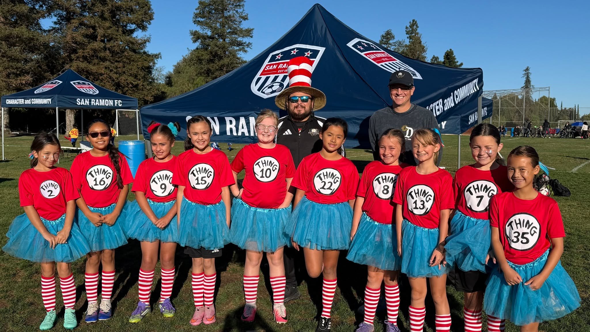 Halloween came early for our 2017 Girls! 🎃👻

This past weekend the team suited up as a squad of Things for the San Ramon BooCup, and came home with second place! 🥈 The championship went all the way to PKs and came down to a single kick. What a bat