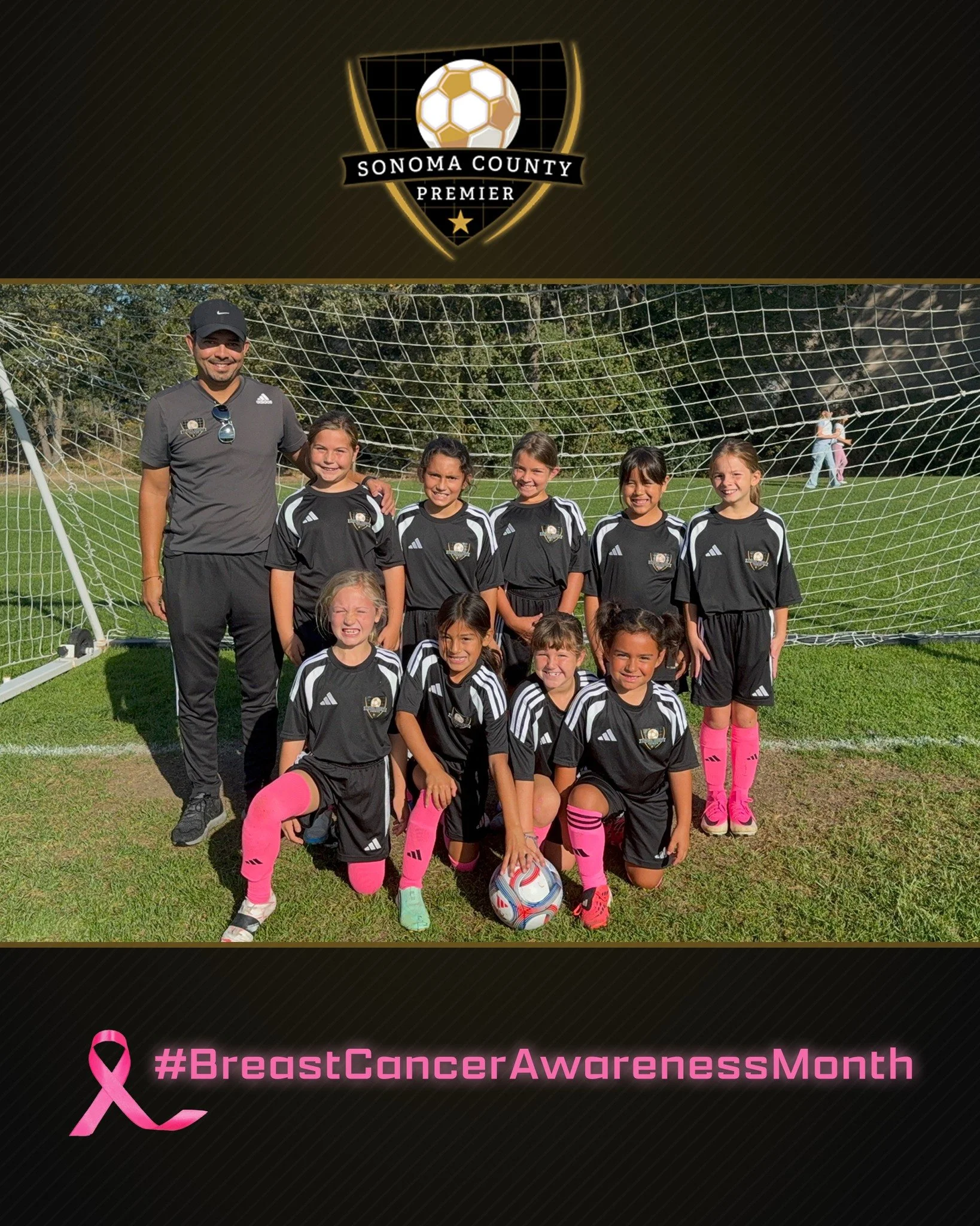 This month, some of our SCP teams are pulling on pink socks for Breast Cancer Awareness Month, including our U9/2018 Girls with Coach Francisco. A small change in the club kit, but it's a big show of support for anyone in our SCP community who's been
