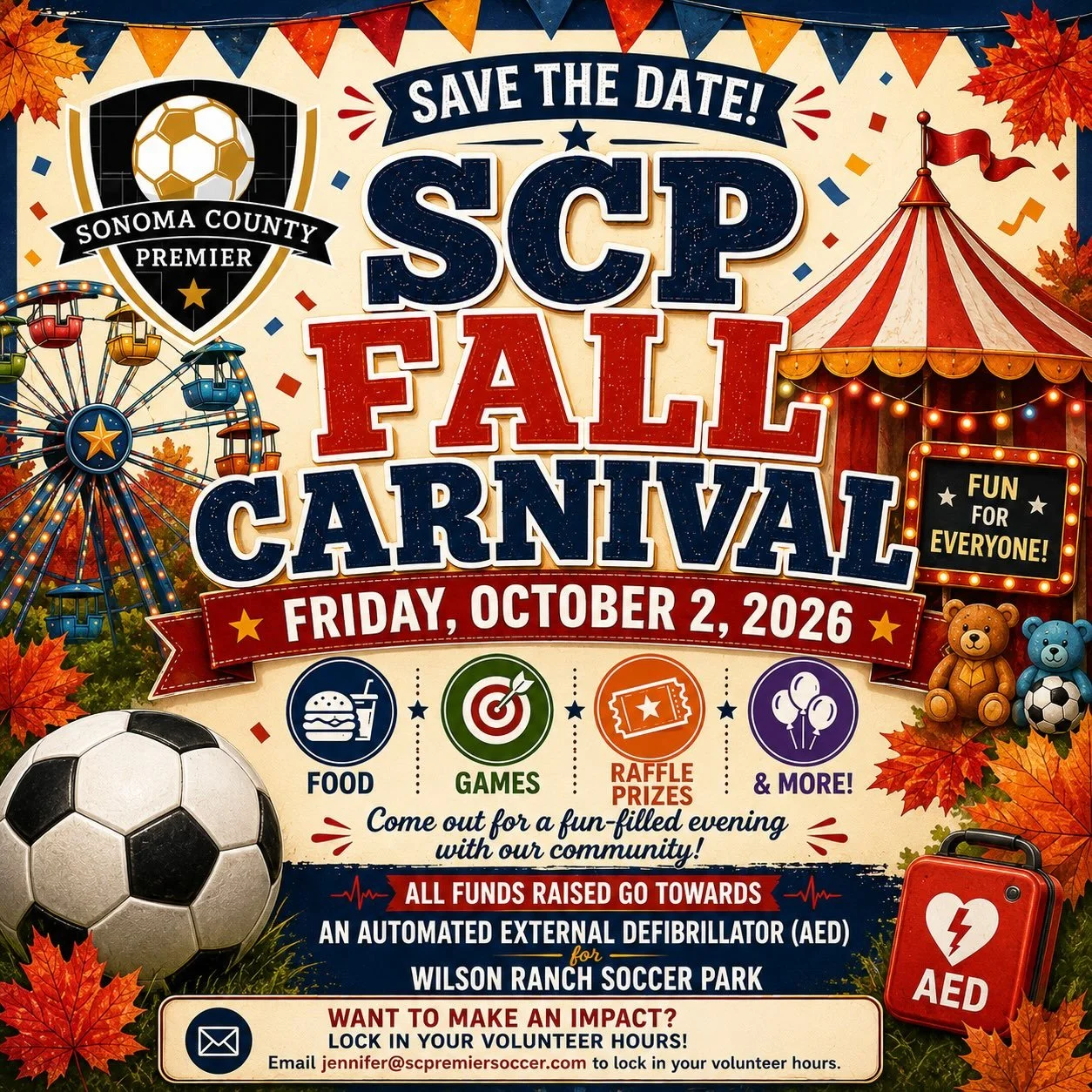 TONIGHT's THE NIGHT: the SCP Fall Carnival! 🎪🍂

Join us this evening from 5:30 - 8PM at Wilson Ranch Soccer Park for food, games, raffle prizes and more. 

Swipe to see just a few of the raffle prizes you could take home. 👉

Every dollar raised go
