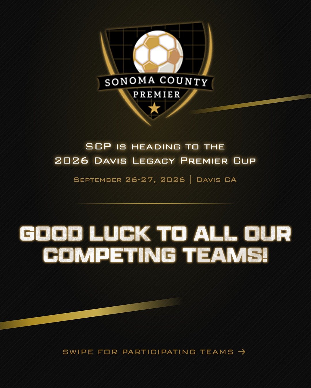 Tournament weekend! 🏆

Good luck to every SCP team competing at the Premier Cup in Davis this weekend, Sept 26&ndash;27. Swipe to see which teams are going, then follow them for updates and to send some love their way!

Go SCP! 🖤💛

#sonomacountyso