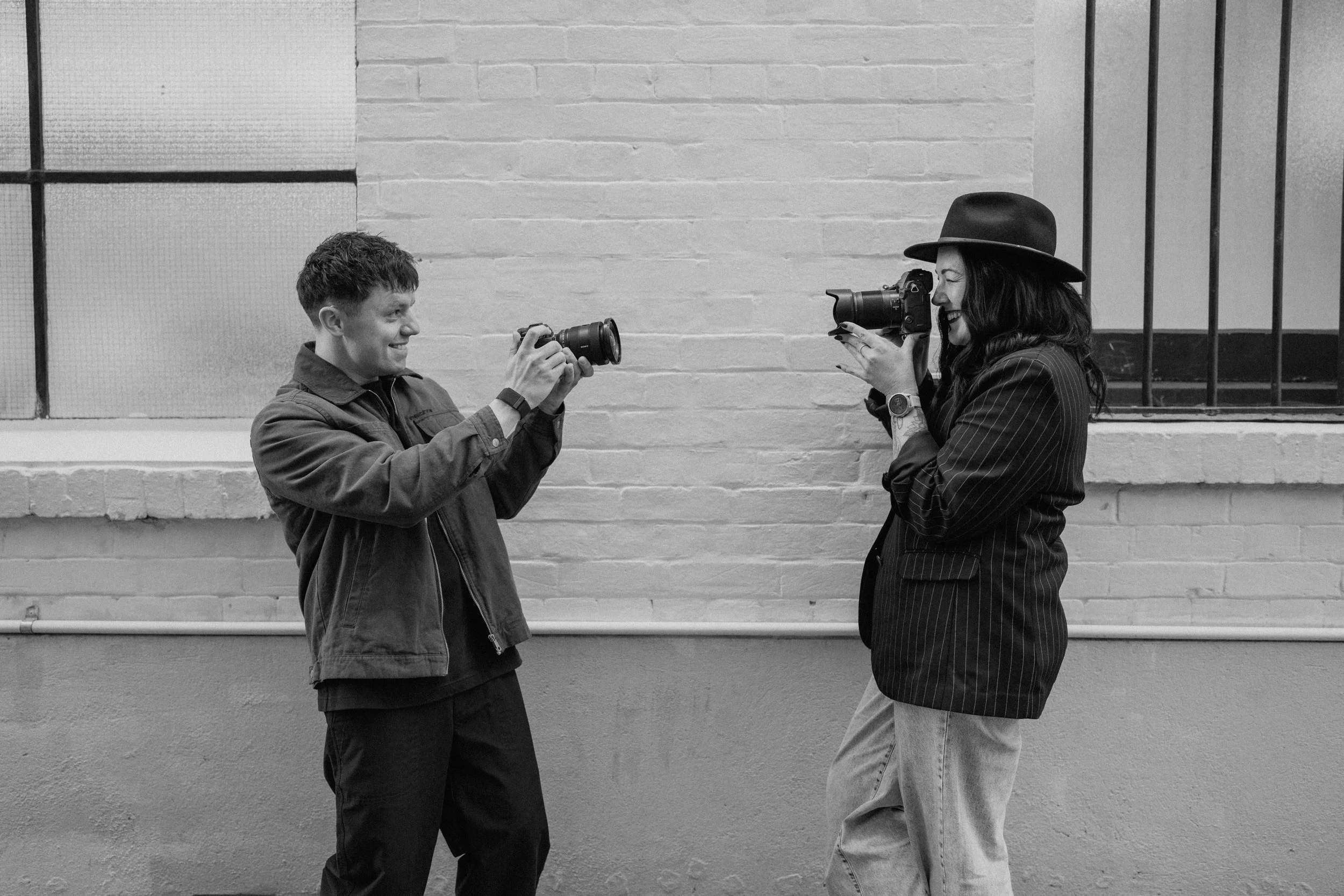 Brad and Karina, Adelaide wedding photographer and videographer, photographing each other
