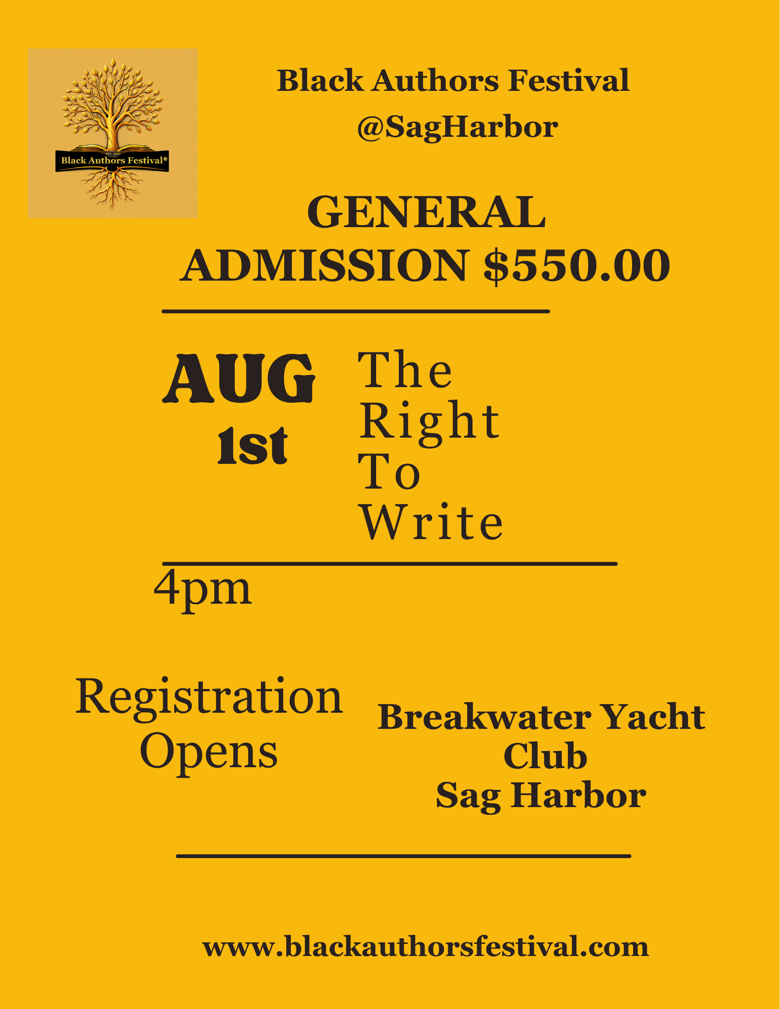 Black Authors Festival @SagHarbor General Admission Tickets - $550.00