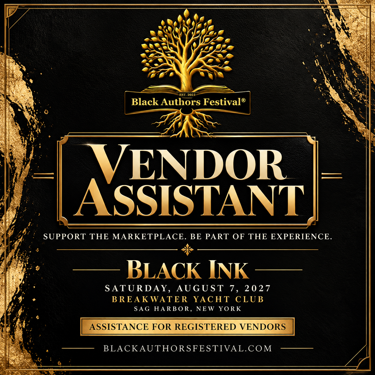 Black Authors Festival Vendor's Assistant  Registration - $175.00
